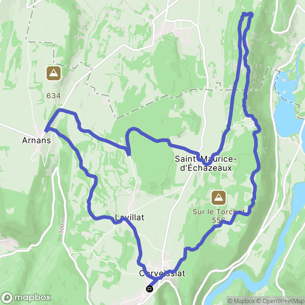 Corveissiat : carte du parcours de randonnée - France