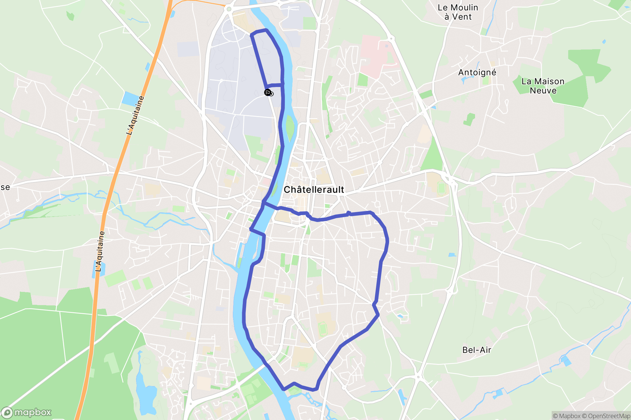 Châtellerault : carte du parcours de randonnée - France