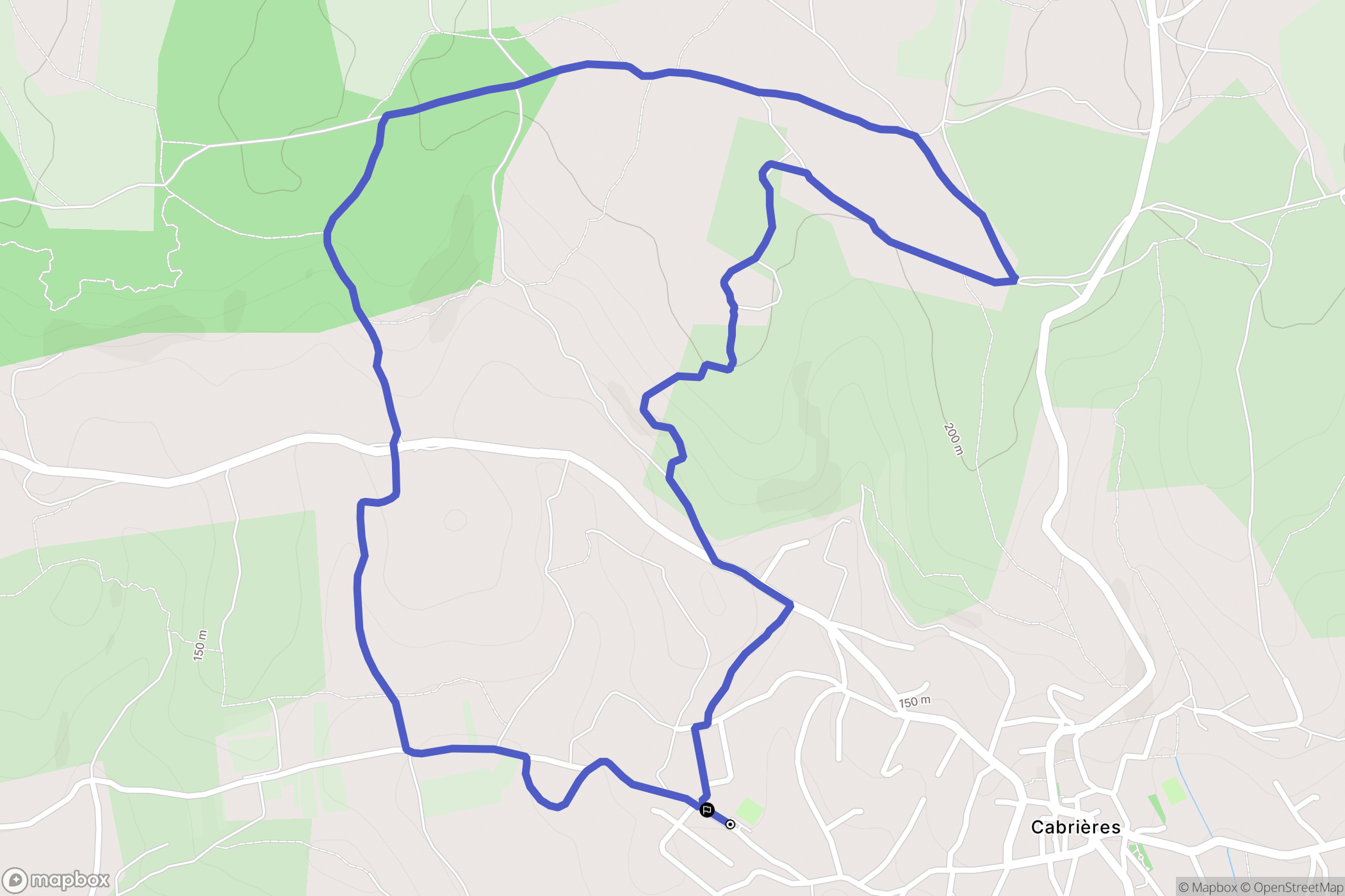 Cabrières : carte du parcours de randonnée - France
