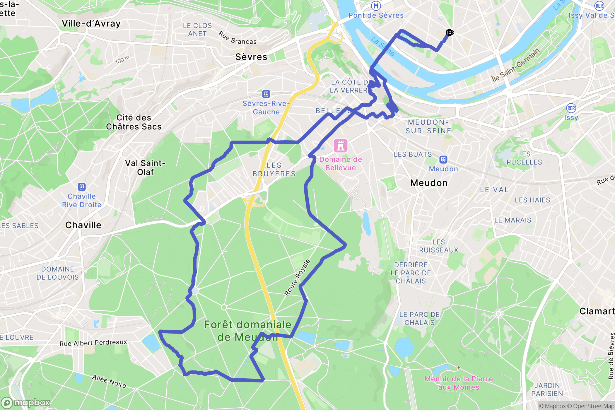 Boulogne-Billancourt : carte du parcours de randonnée - France