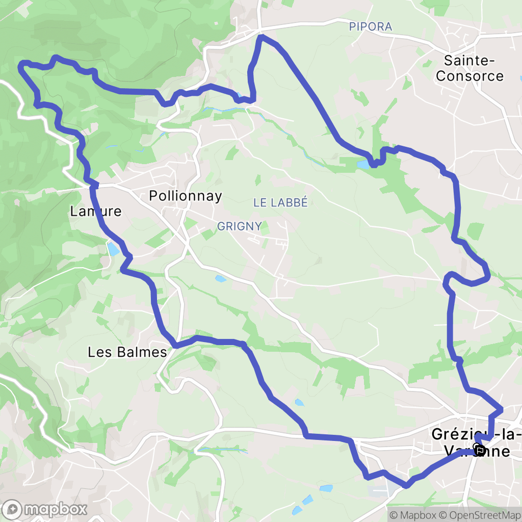 Grézieu-la-Varenne : carte du parcours de randonnée - France