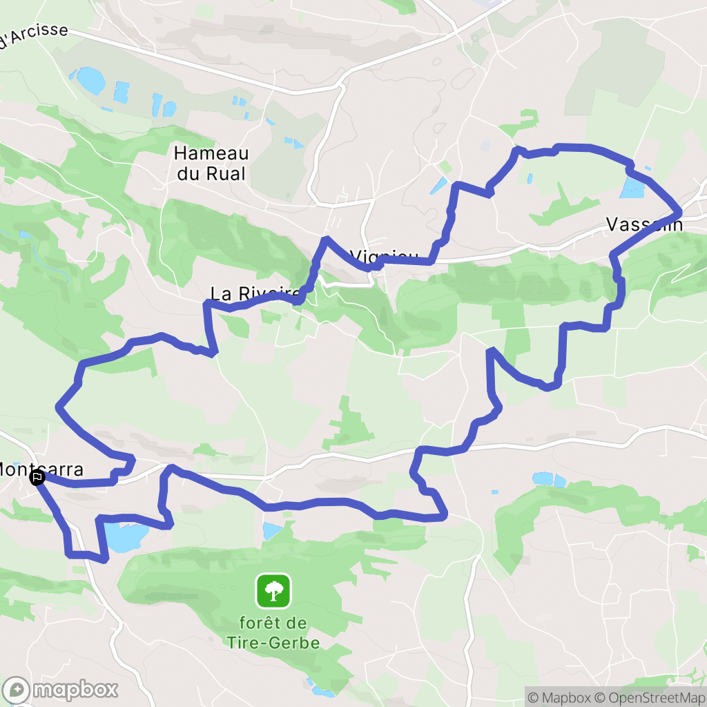 Montcarra : carte du parcours de randonnée - France