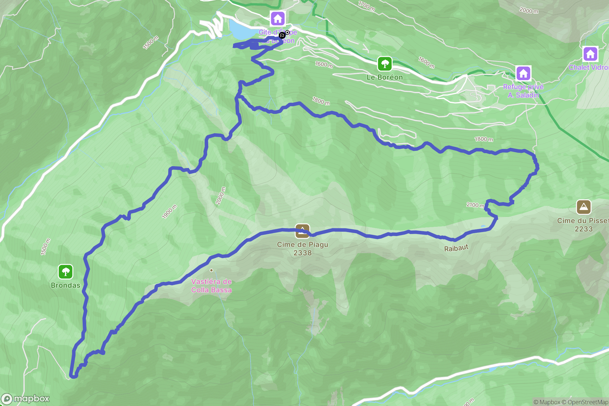 Saint-Martin-Vésubie : carte du parcours de randonnée - France