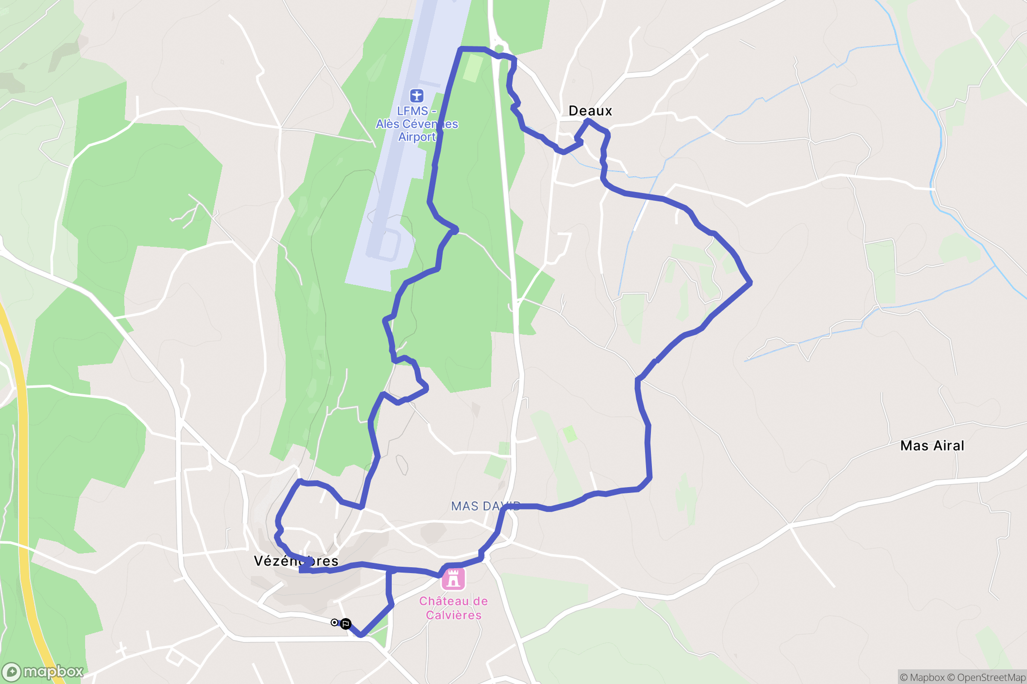 Vézénobres : carte du parcours de randonnée - France