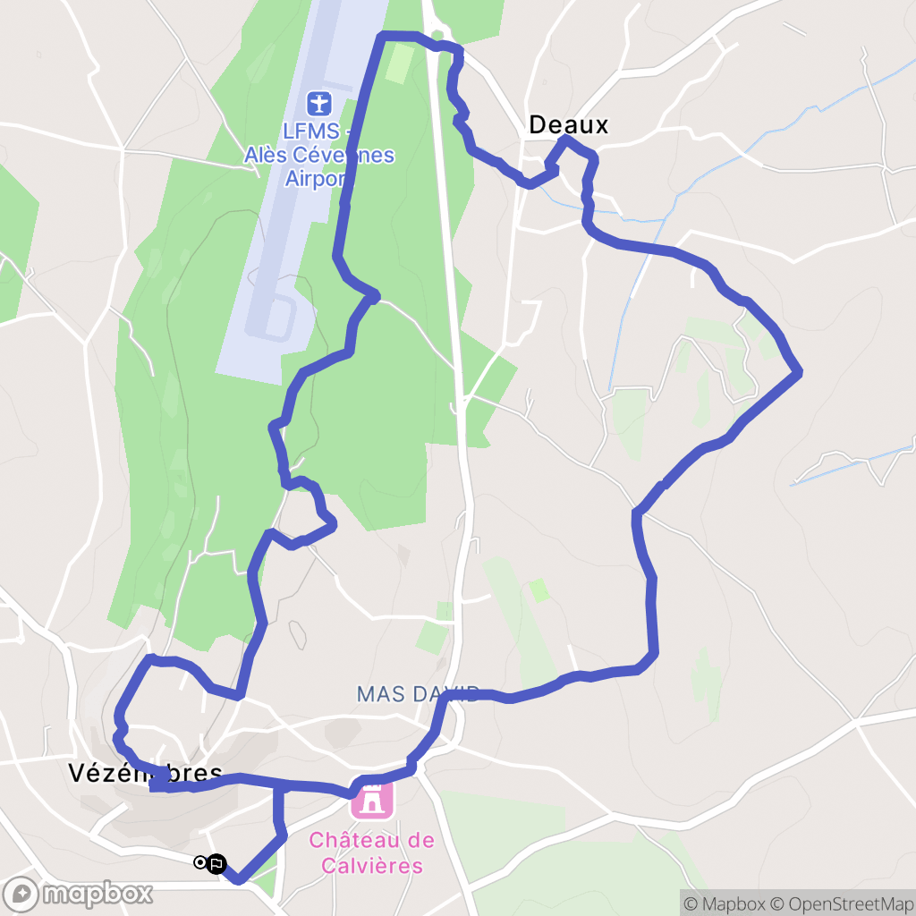 Vézénobres : carte du parcours de randonnée - France