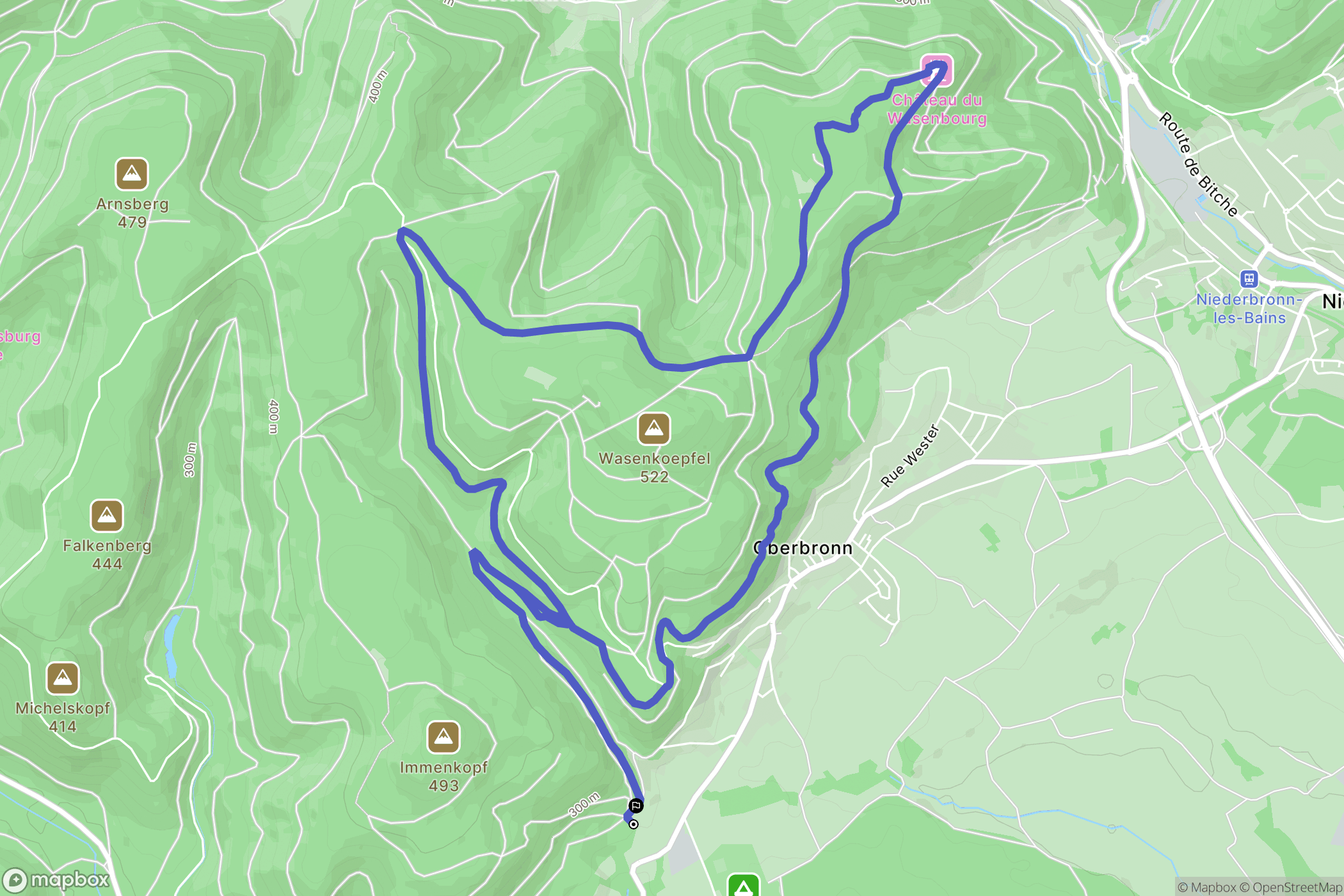 Oberbronn : carte du parcours de randonnée - France