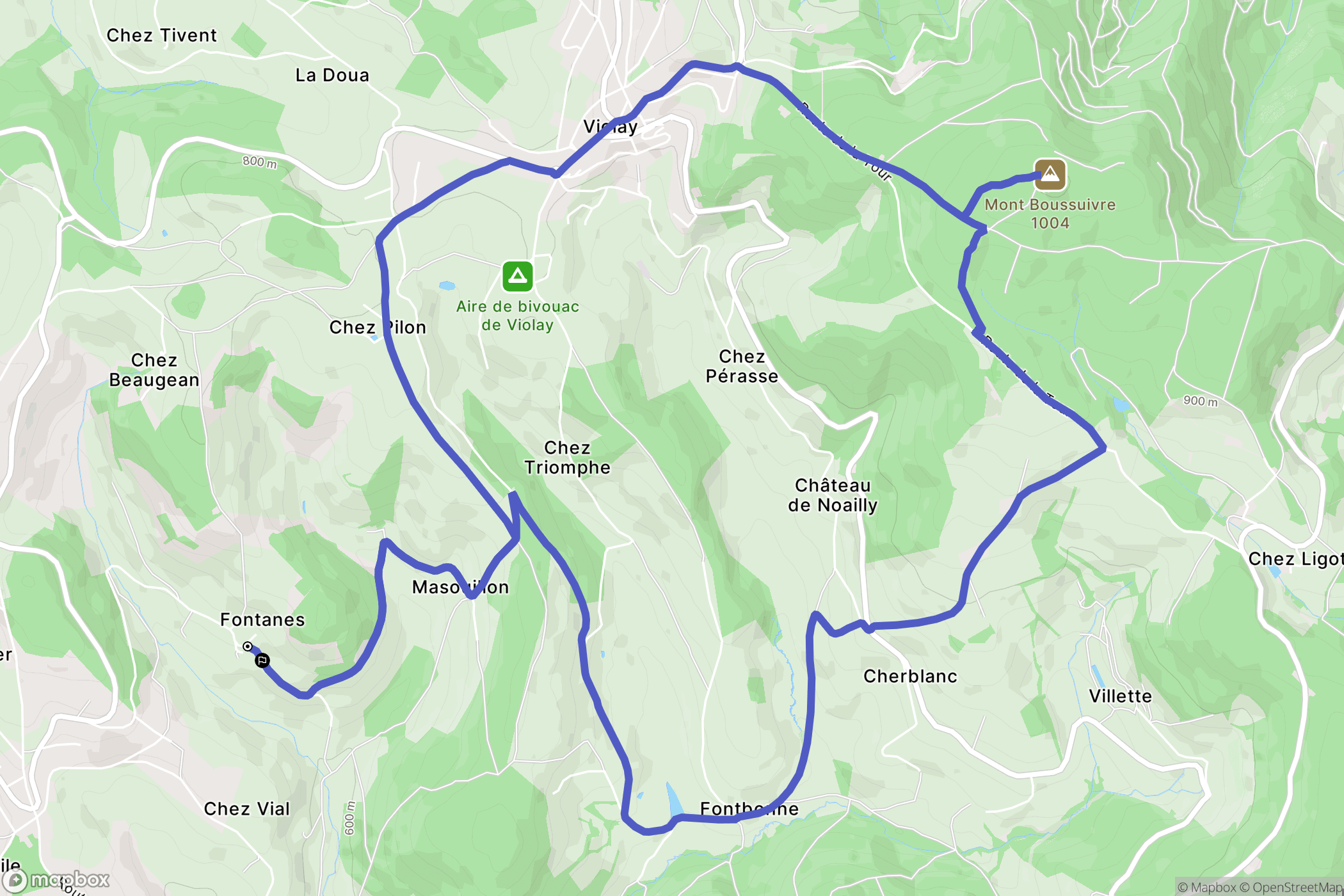 Montchal : carte du parcours de randonnée - France