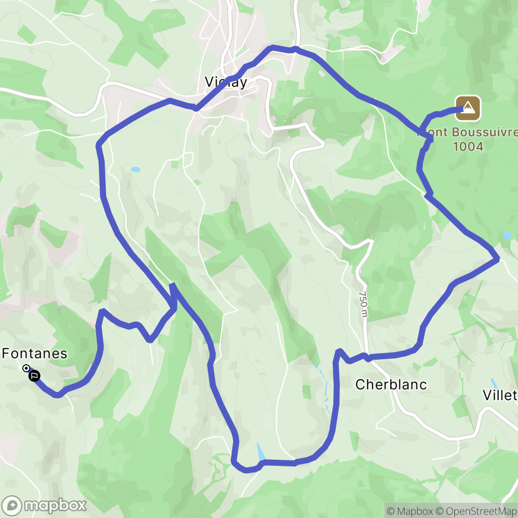 Montchal : carte du parcours de randonnée - France