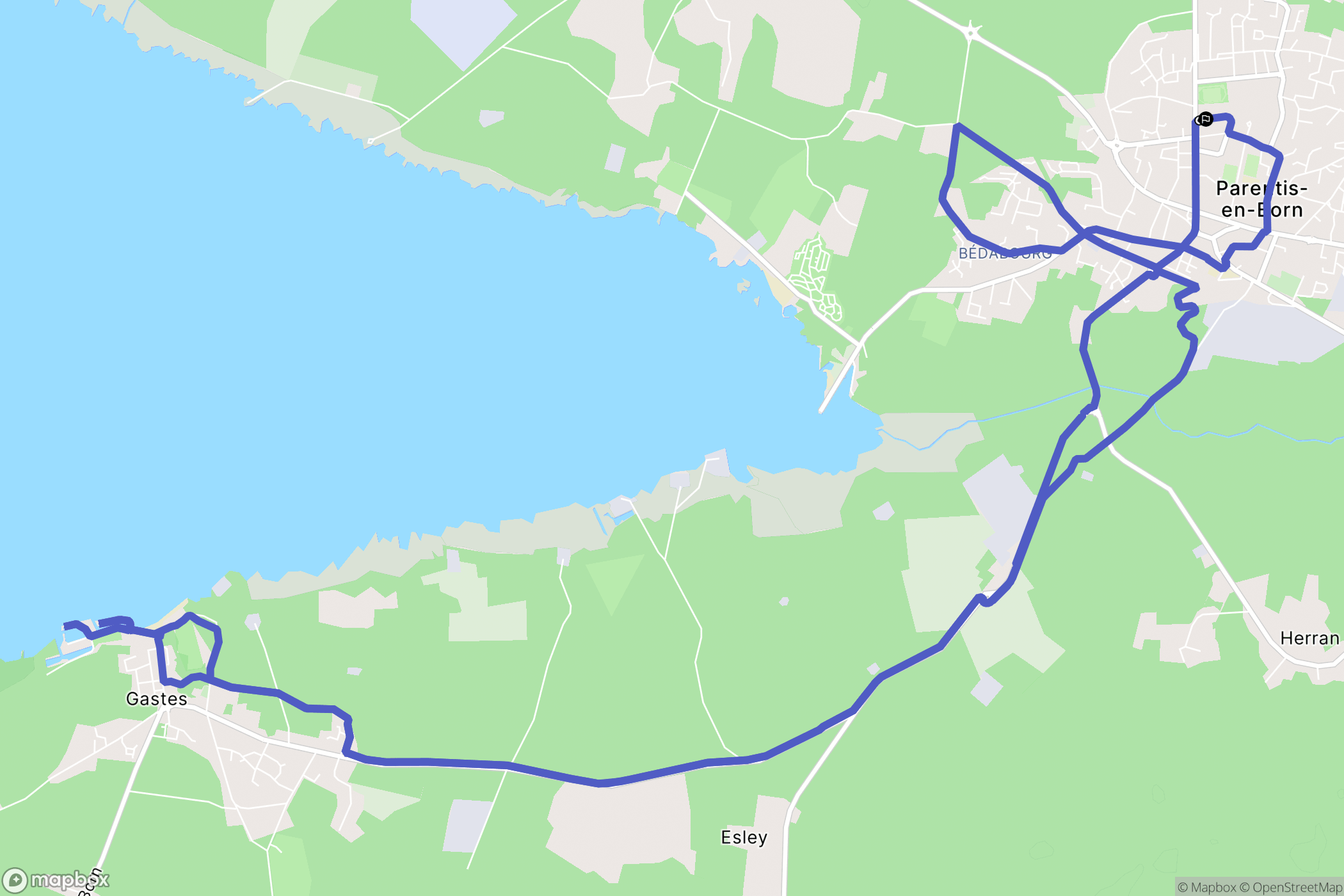 Parentis-en-Born : carte du parcours de randonnée - France