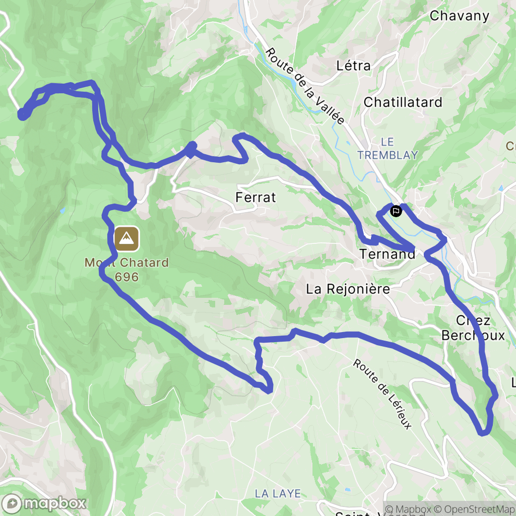 Ternand : carte du parcours de randonnée - France