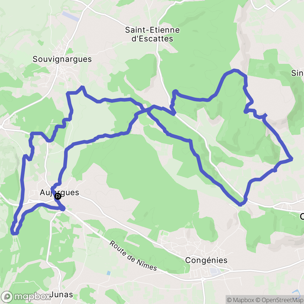 Aujargues : carte du parcours de randonnée - France