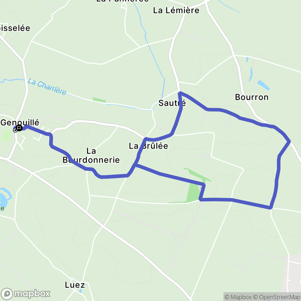 Genouillé : carte du parcours de randonnée - France