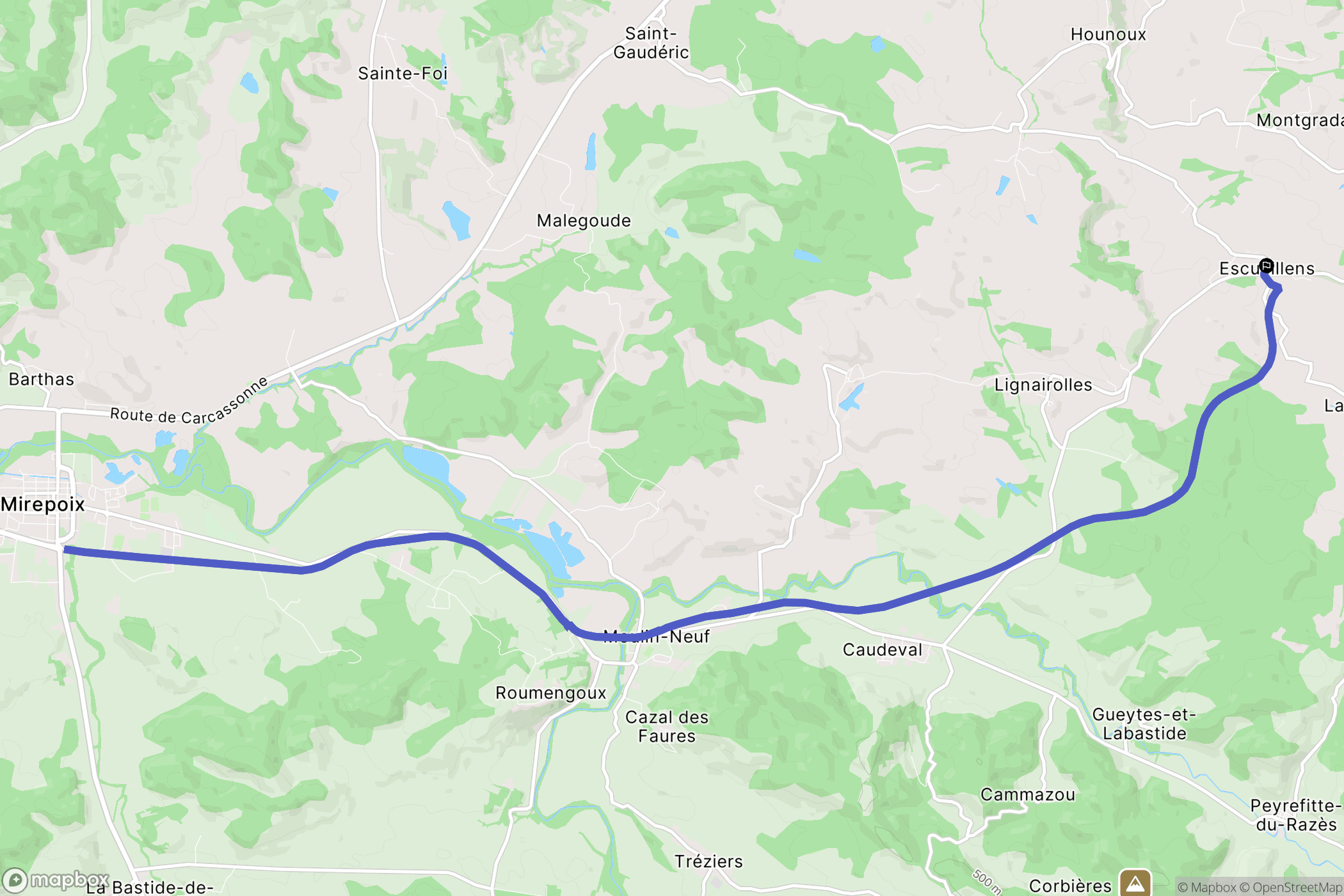 Escueillens-et-Saint-Just-de-Bélengard : carte du parcours de randonnée - France