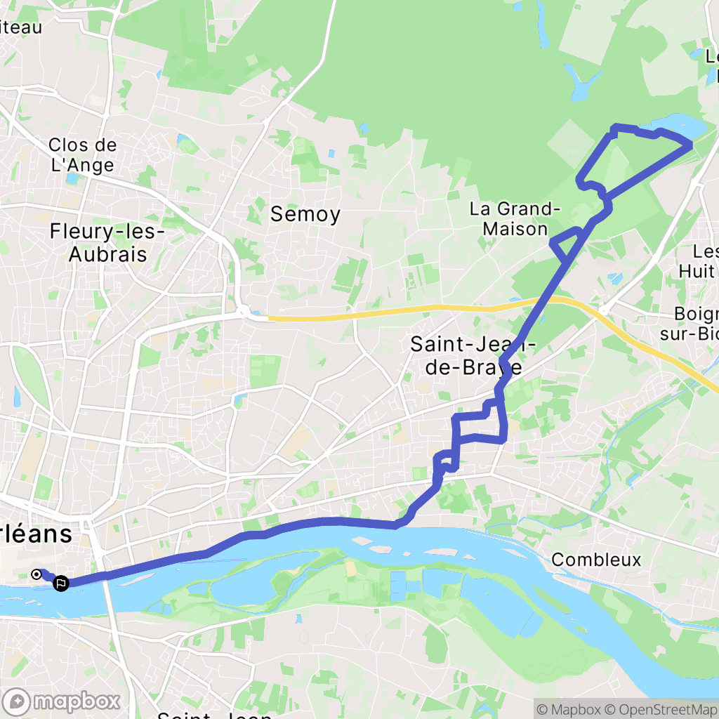 Orléans : carte du parcours de randonnée - France