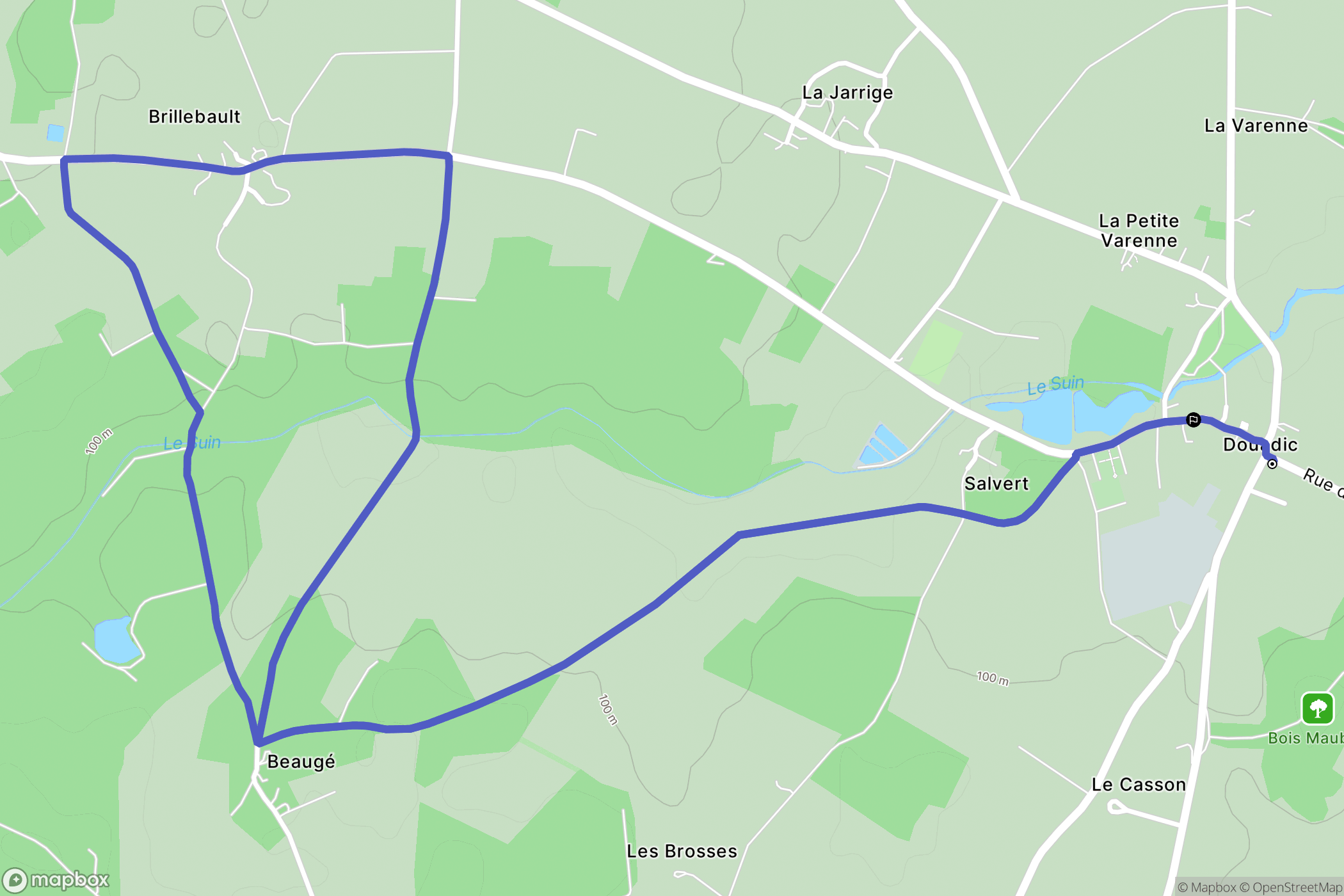 Douadic : carte du parcours de randonnée - France