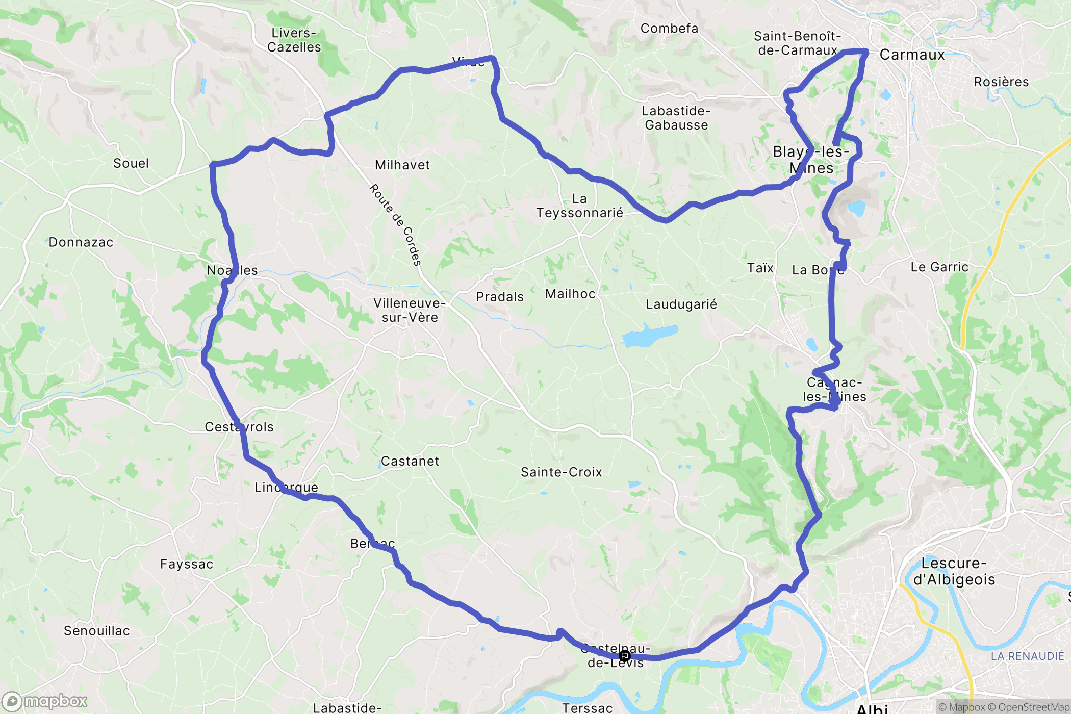 Castelnau-de-Lévis : carte du parcours de randonnée - France