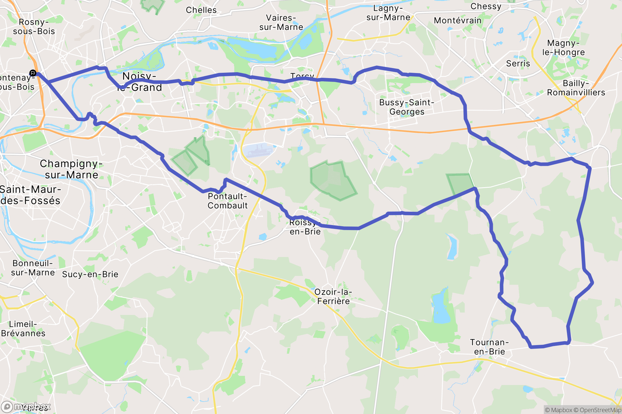 Fontenay-sous-Bois : carte du parcours de randonnée - France