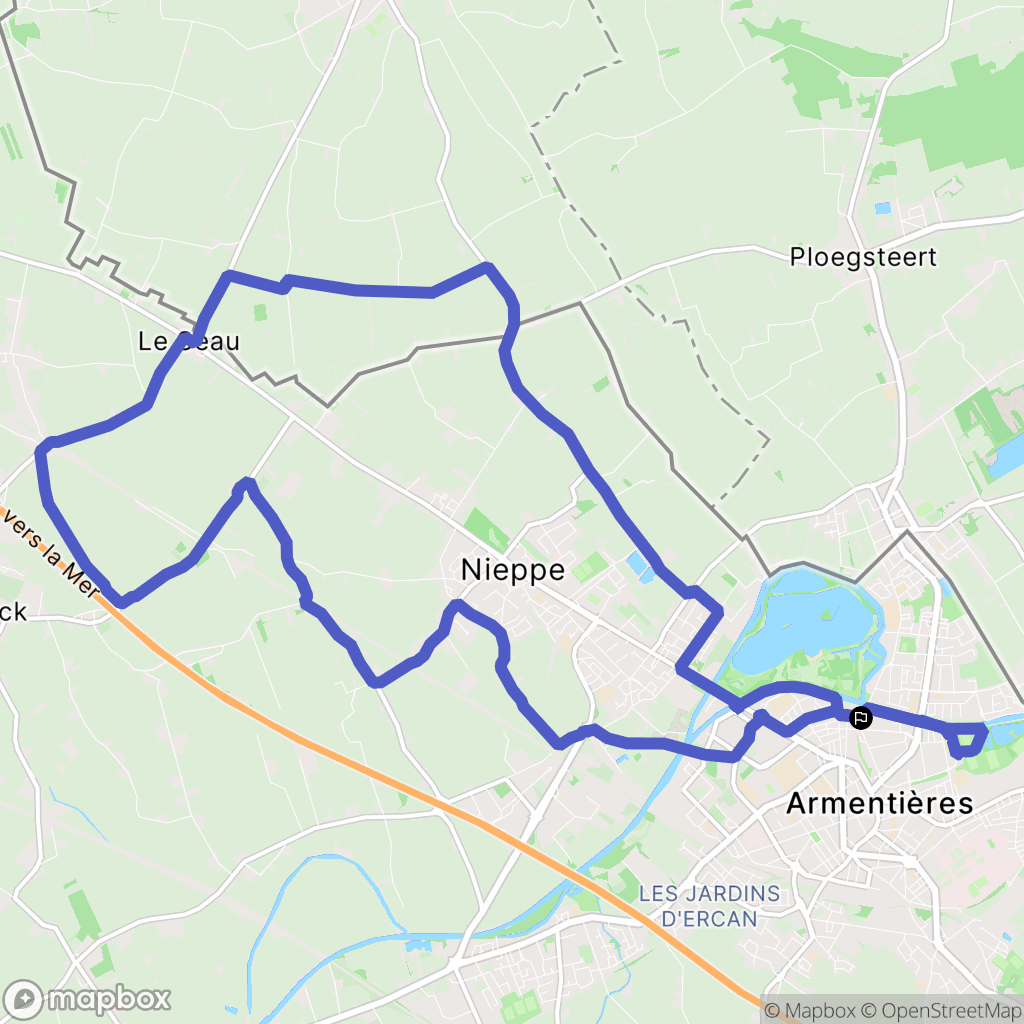 Armentières : carte du parcours de randonnée - France