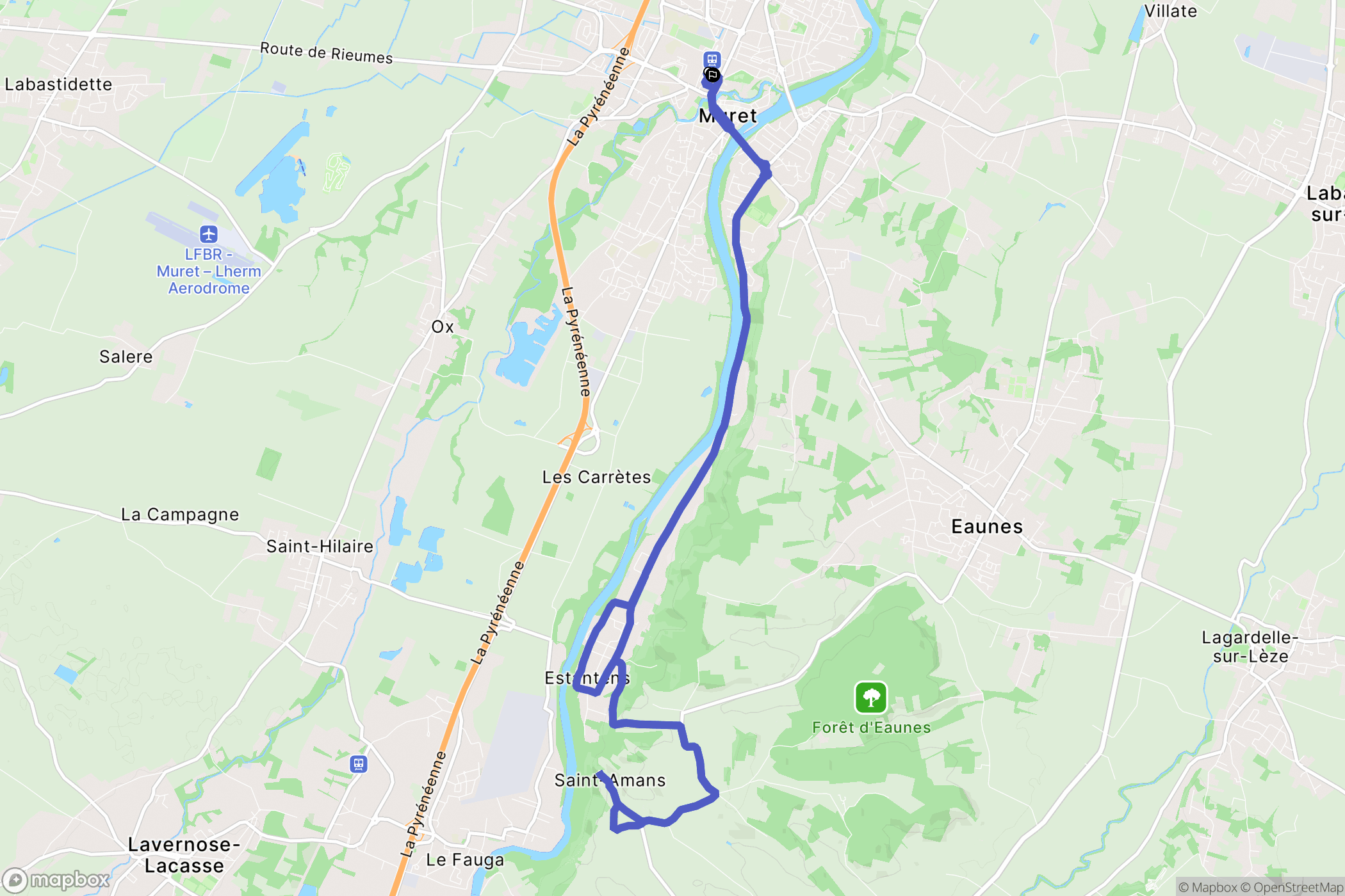 Muret : carte du parcours de randonnée - France