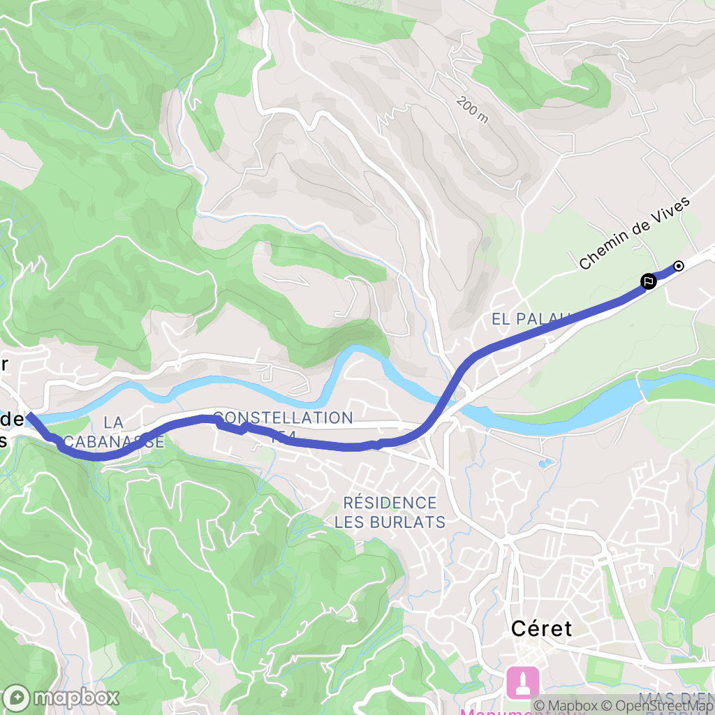 Céret : carte du parcours de randonnée - France