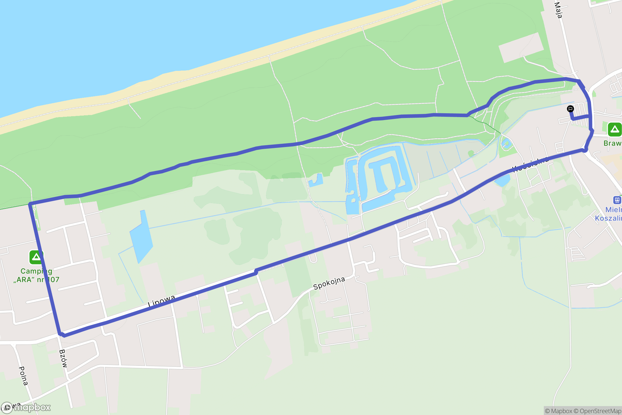 Mielno: mapa trasy - Poland