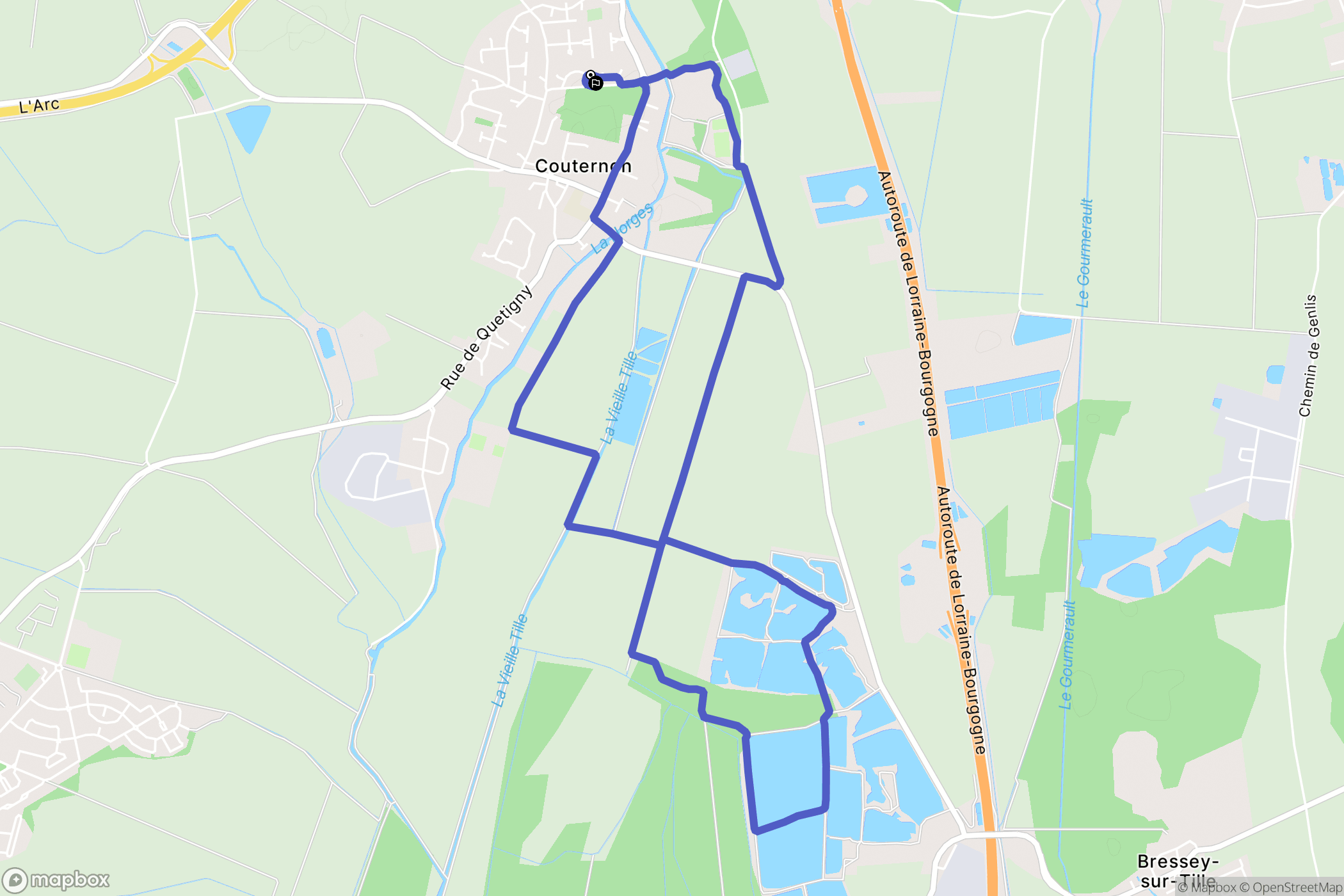 Couternon : carte du parcours de randonnée - France