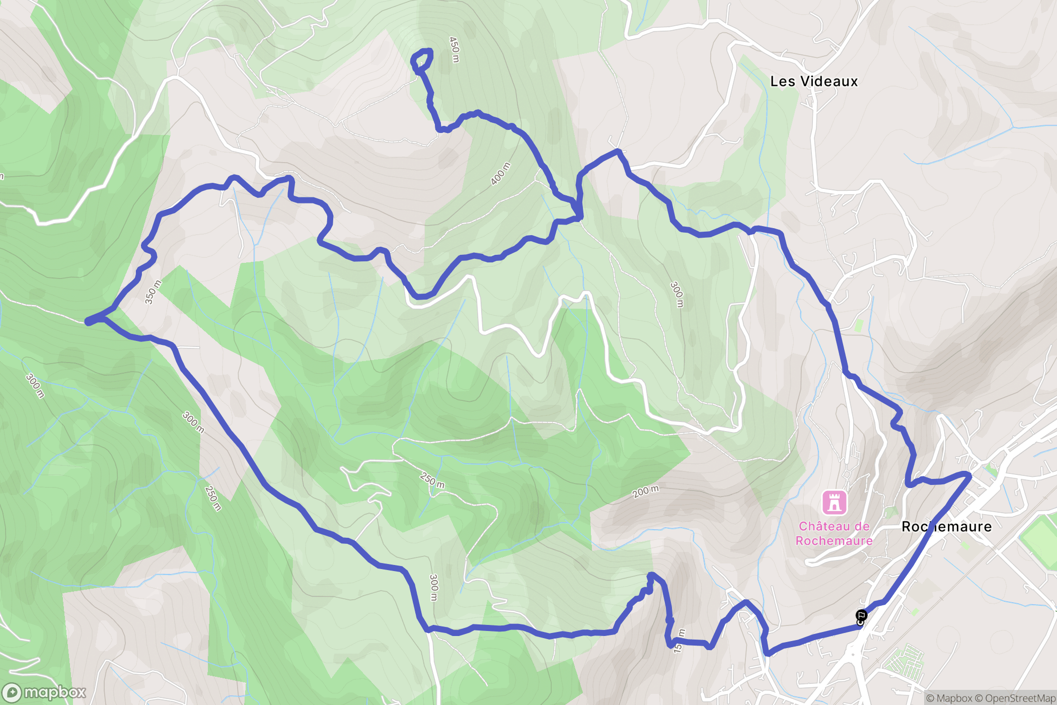 Rochemaure : carte du parcours de randonnée - France