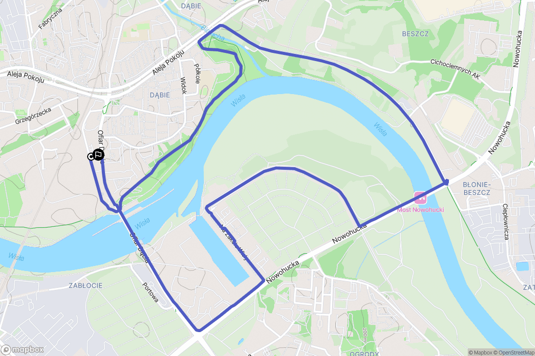 Kraków: mapa trasy - Poland