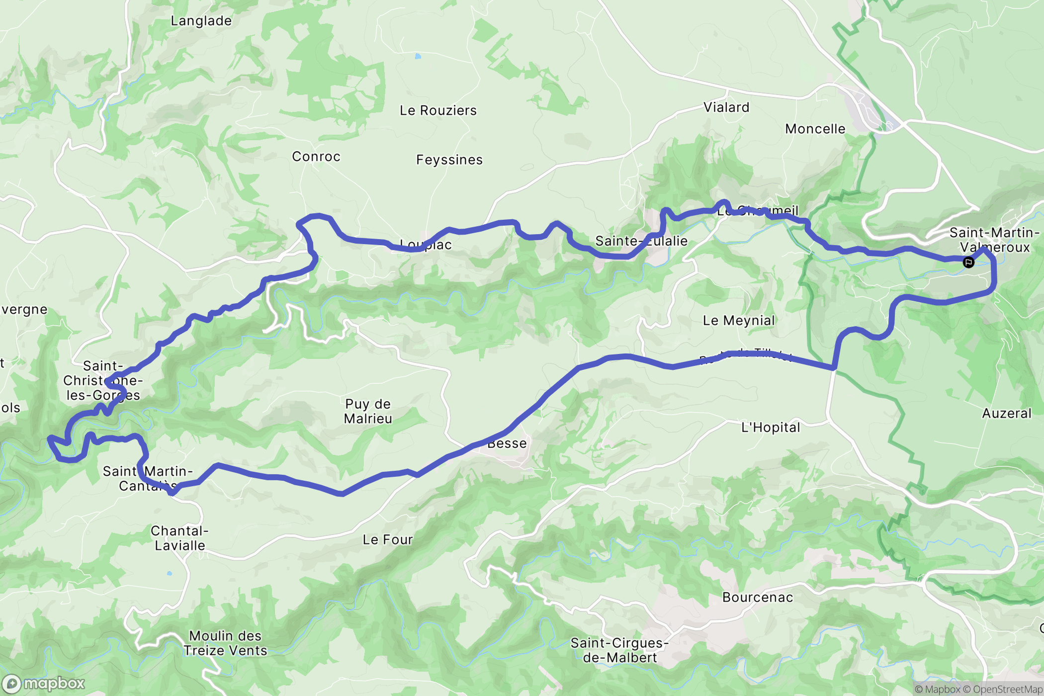 Saint-Martin-Valmeroux : carte du parcours de randonnée - France