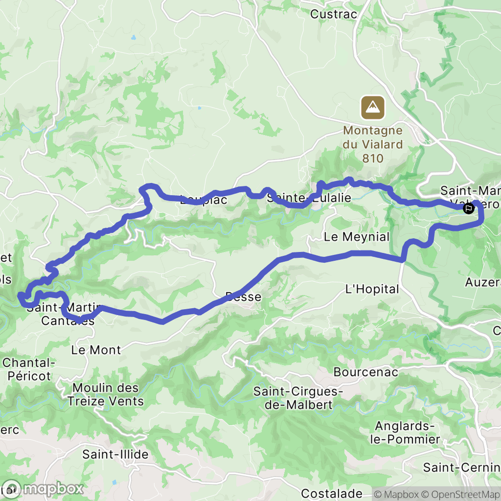 Saint-Martin-Valmeroux : carte du parcours de randonnée - France
