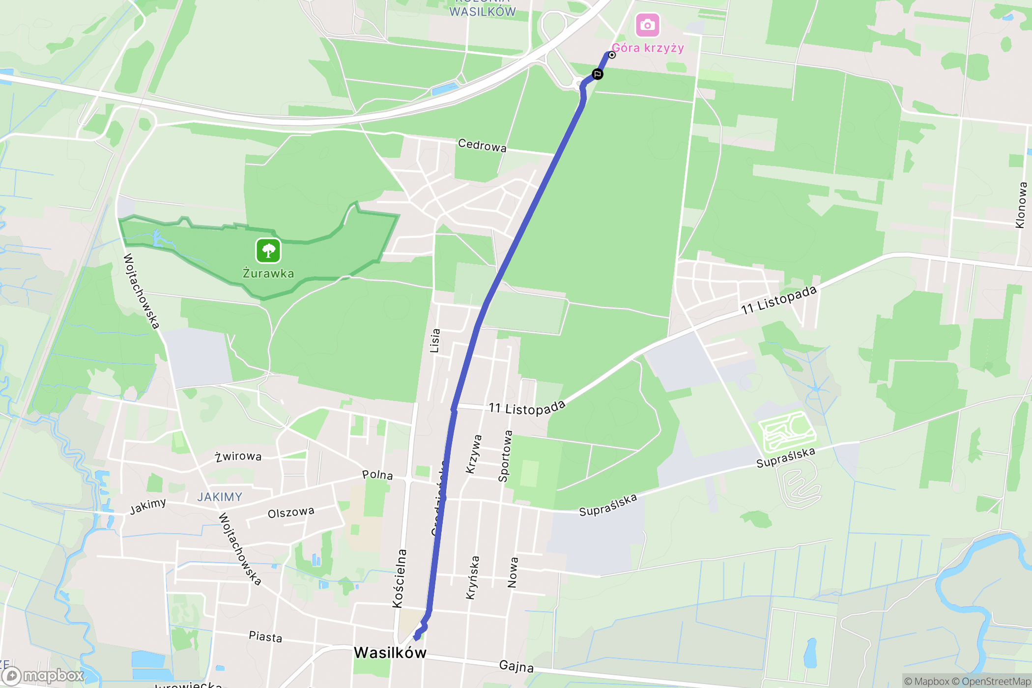 Wasilków: mapa trasy - Poland