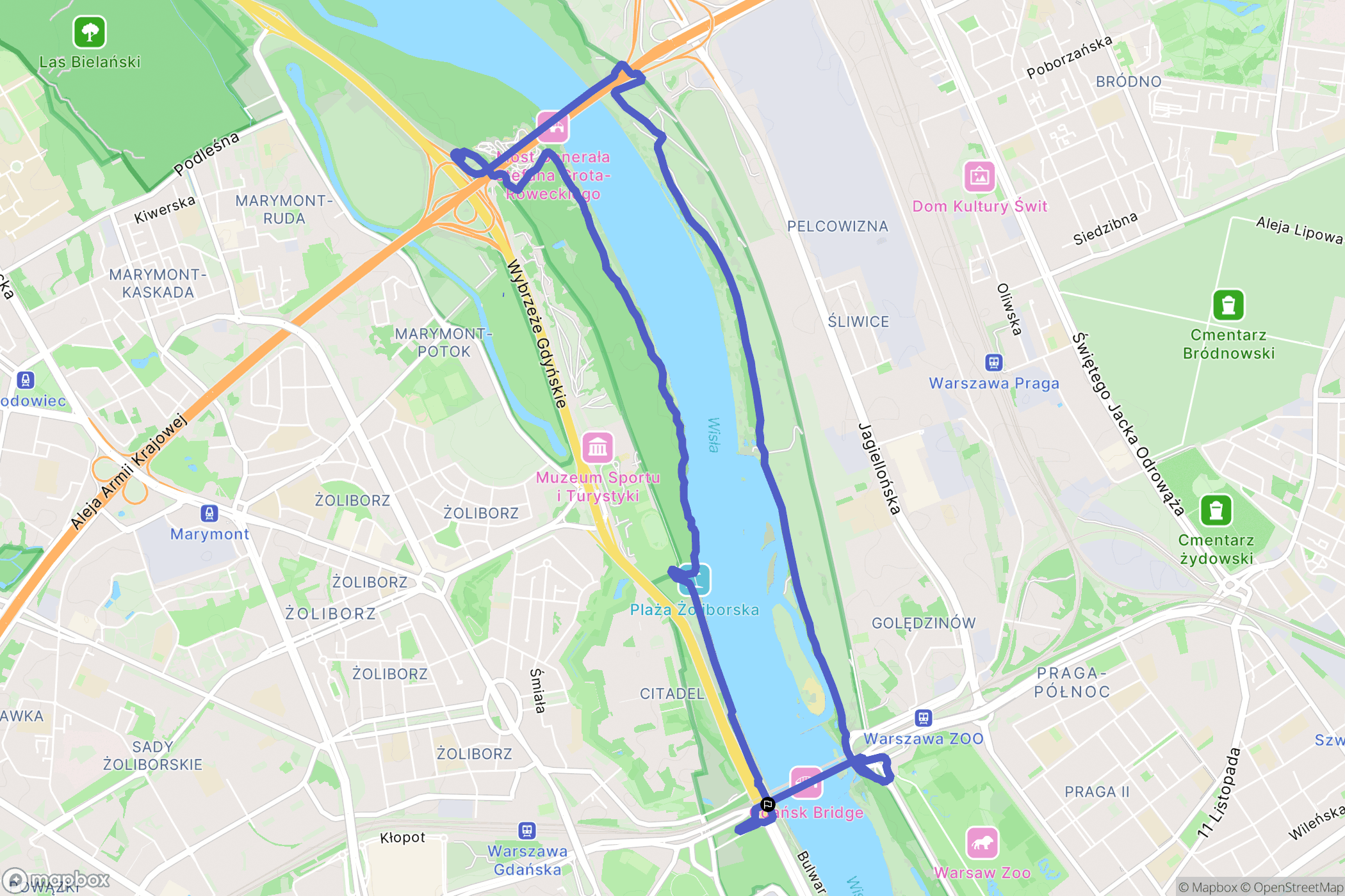 Warszawa: mapa trasy - Poland