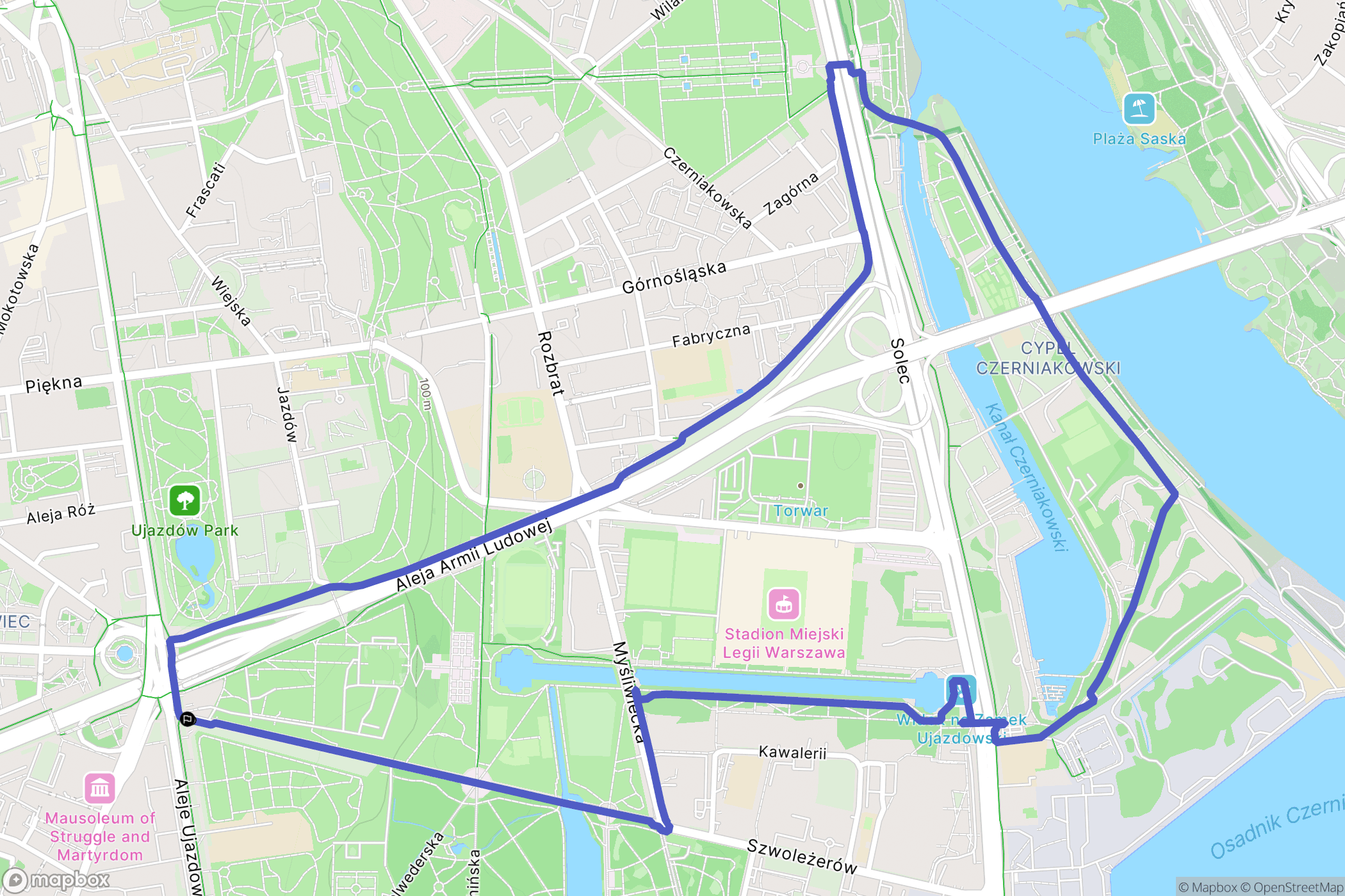 Warszawa: mapa trasy - Poland