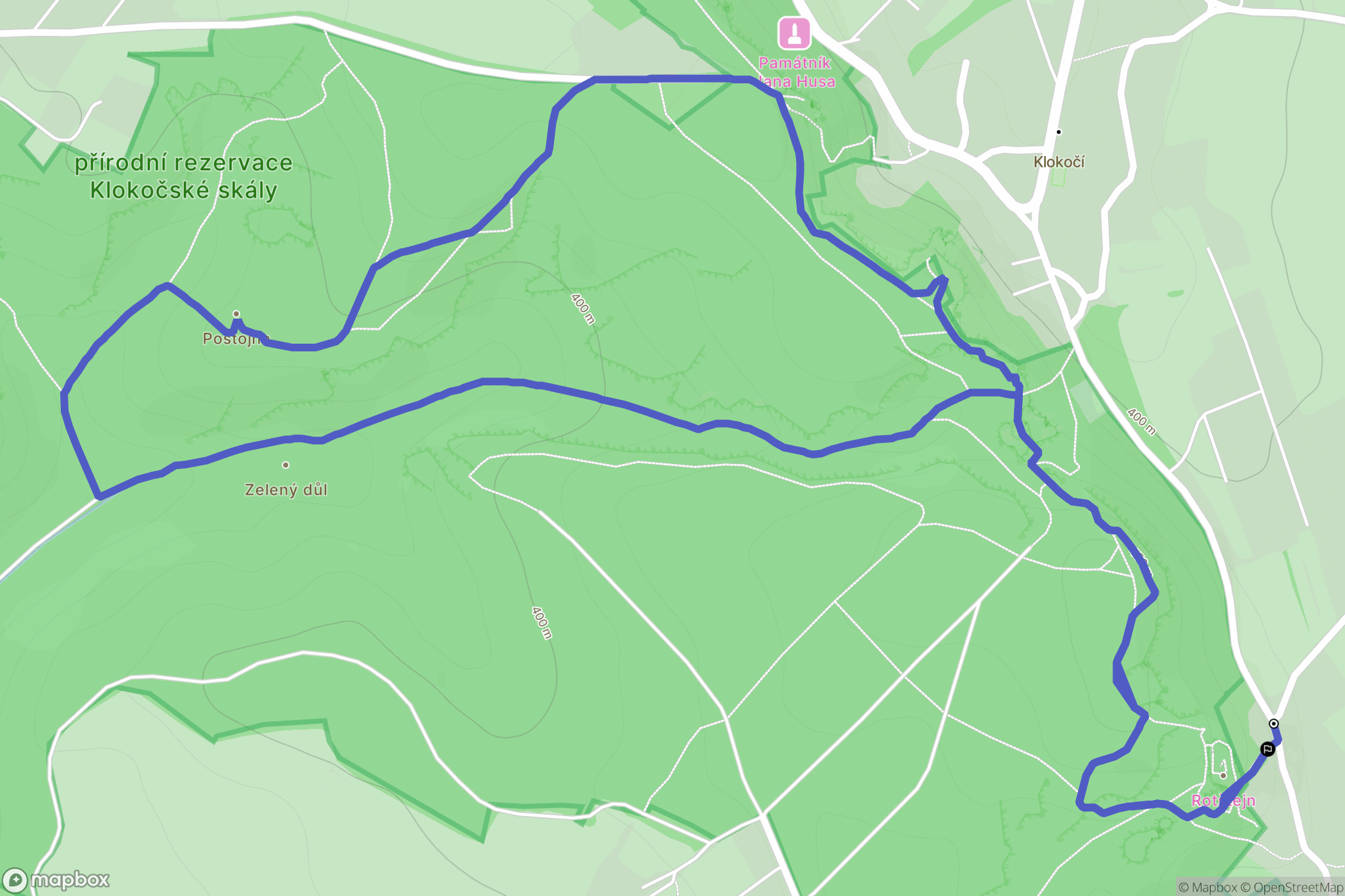 Klokočí: mapa trasy - Czechia