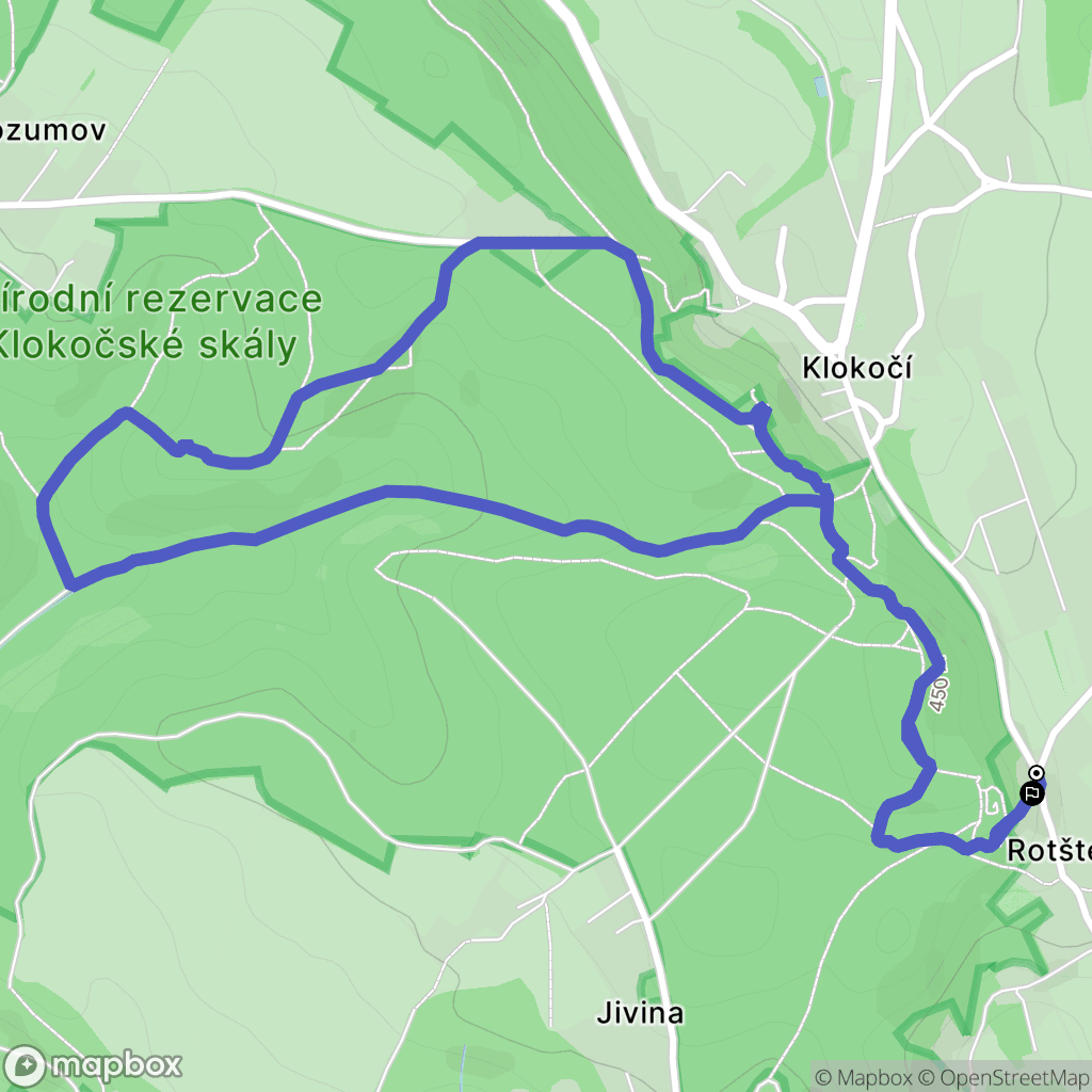 Klokočí: mapa trasy - Czechia