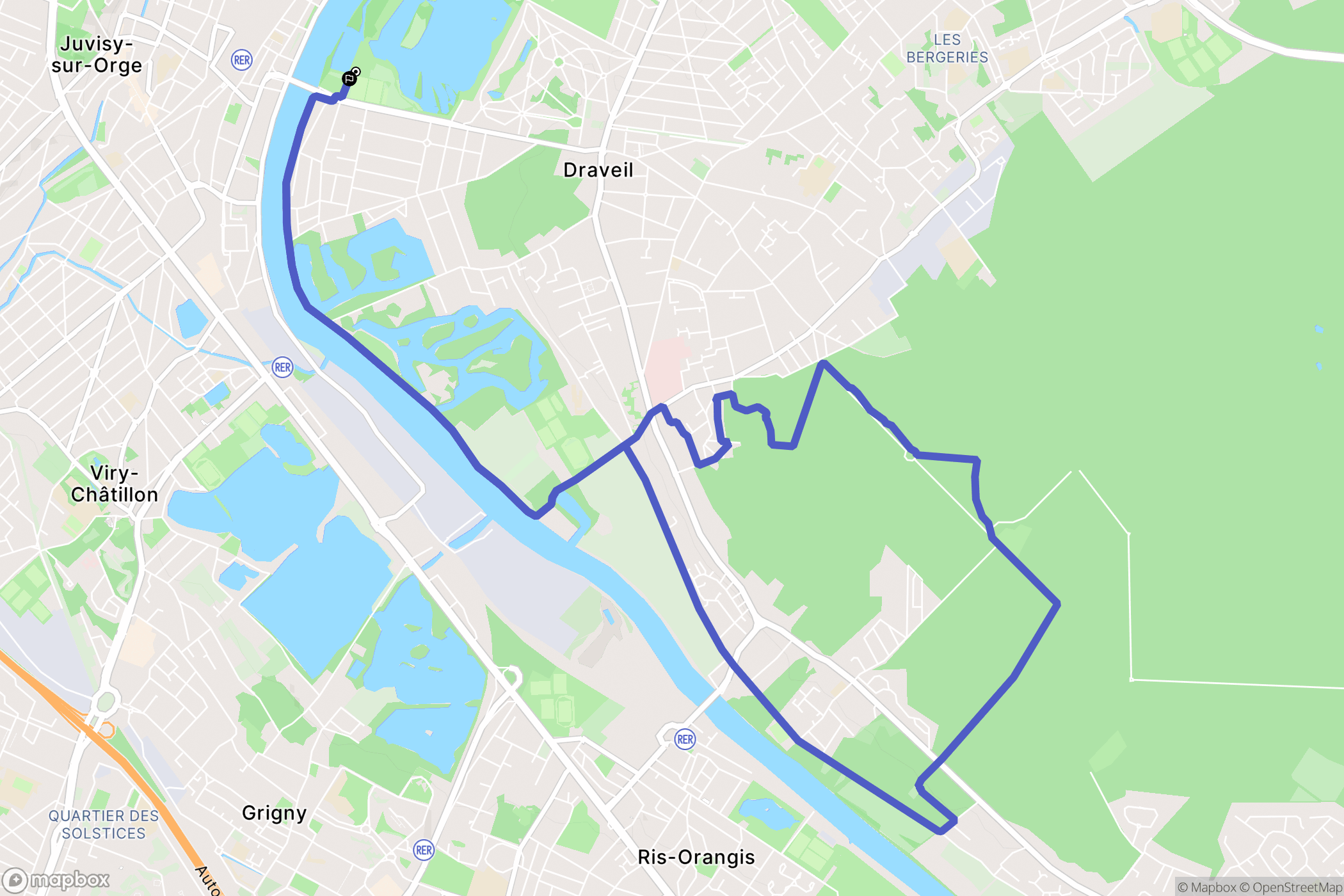 Draveil : carte du parcours de randonnée - France