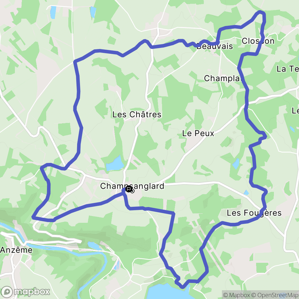 Champsanglard : carte du parcours de randonnée - France