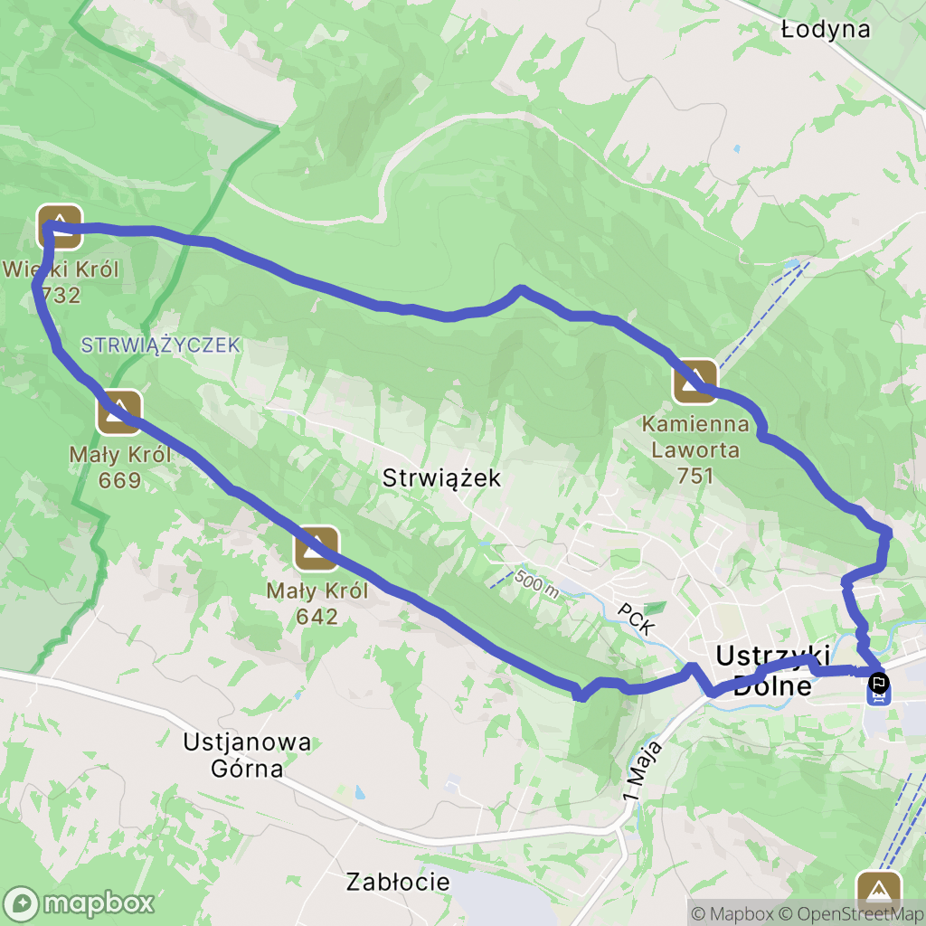 Ustrzyki Dolne: mapa trasy - Poland