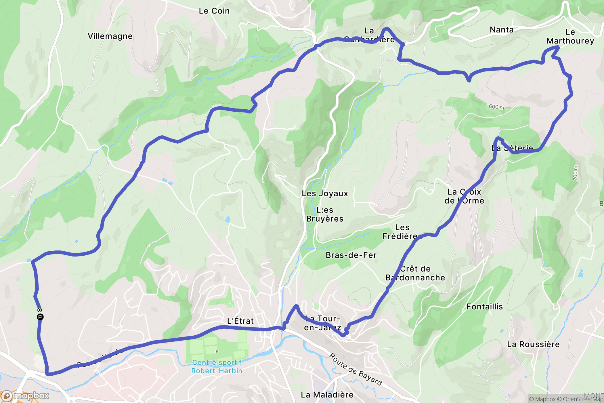 L'Etrat : carte du parcours de randonnée - France