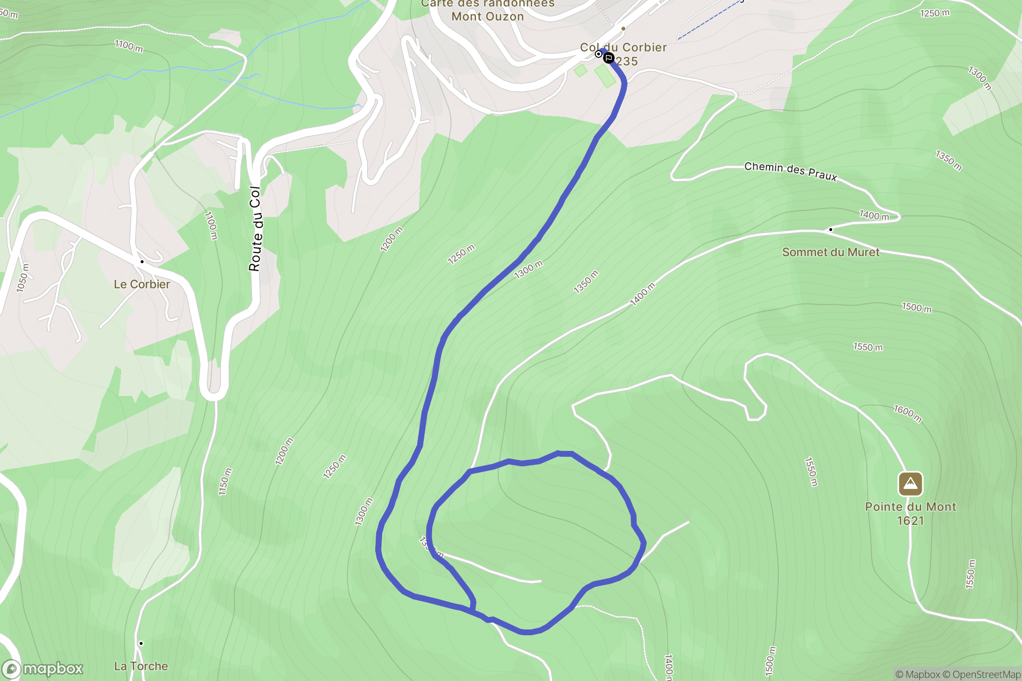 Le Biot : carte du parcours de randonnée - France
