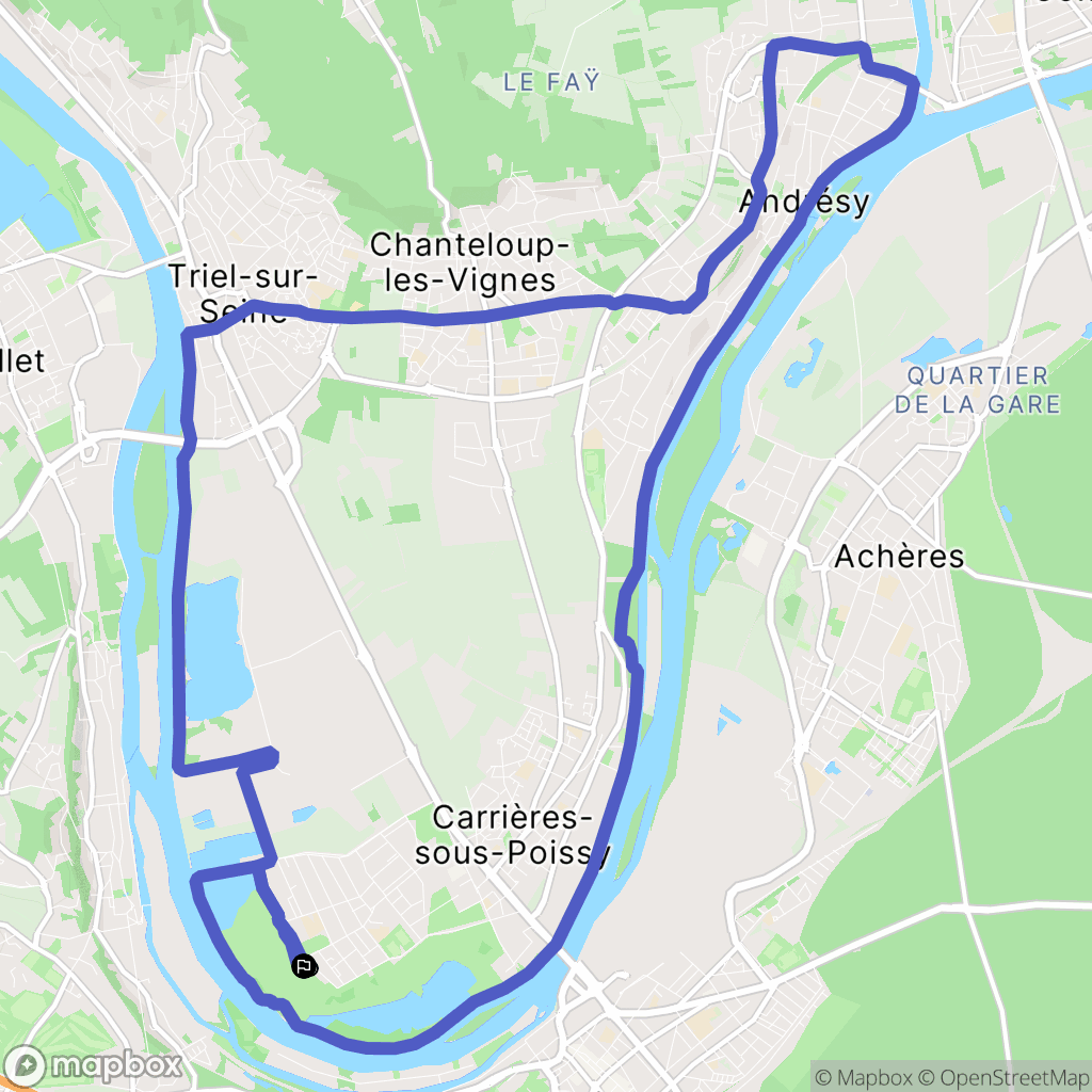 Carrières-sous-Poissy : carte du parcours de randonnée - France