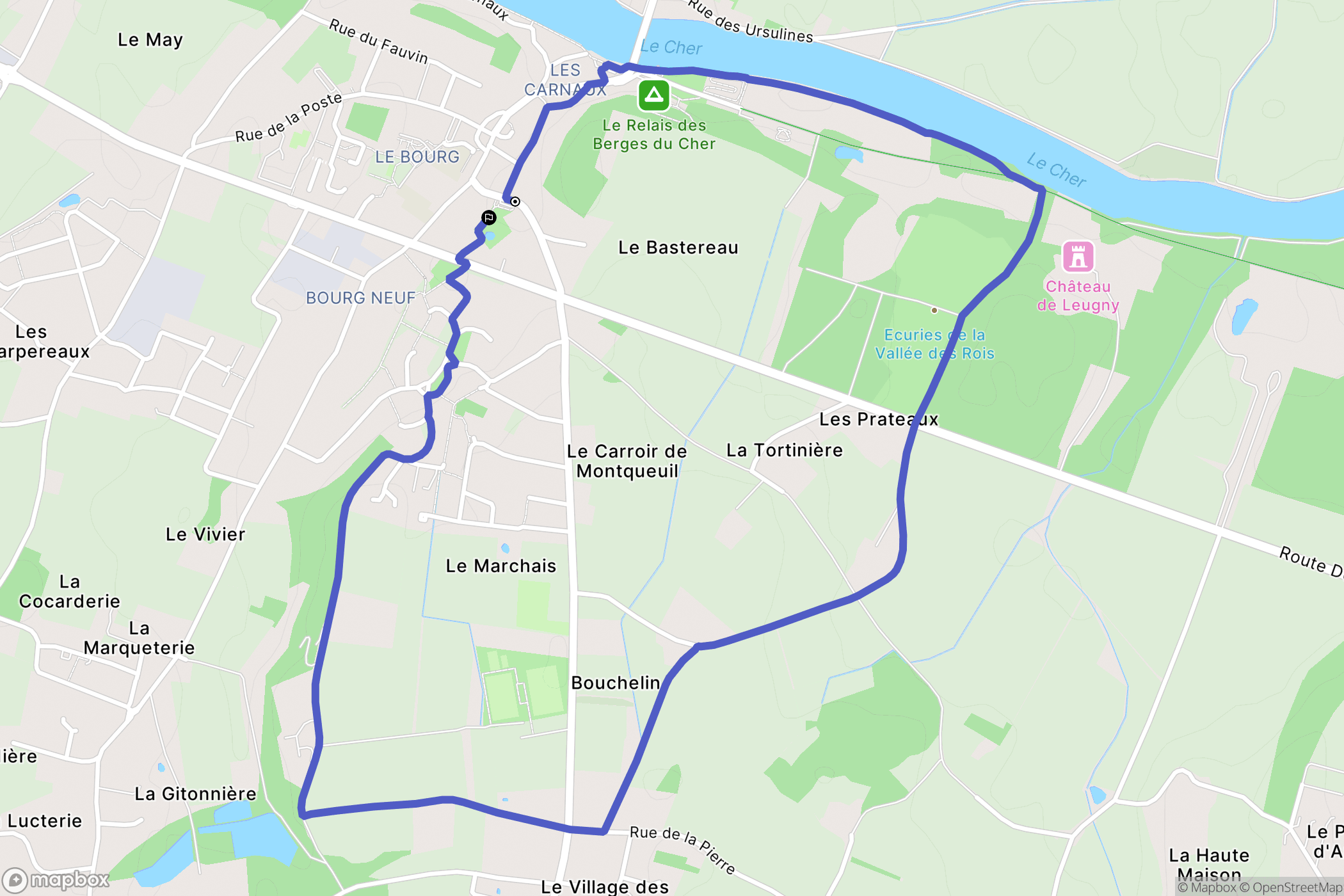 Azay-sur-Cher : carte du parcours de randonnée - France