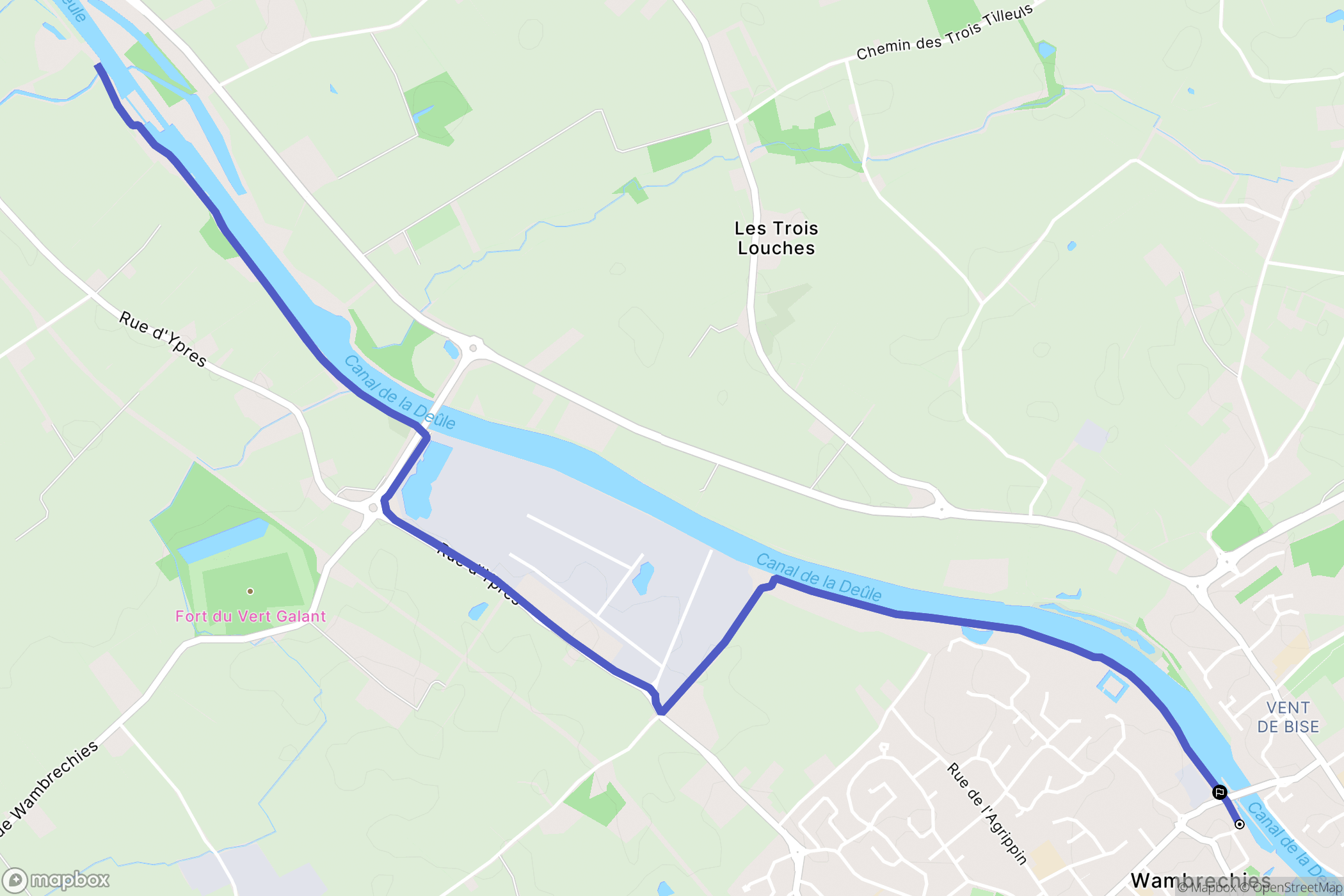 Wambrechies : carte du parcours de randonnée - France