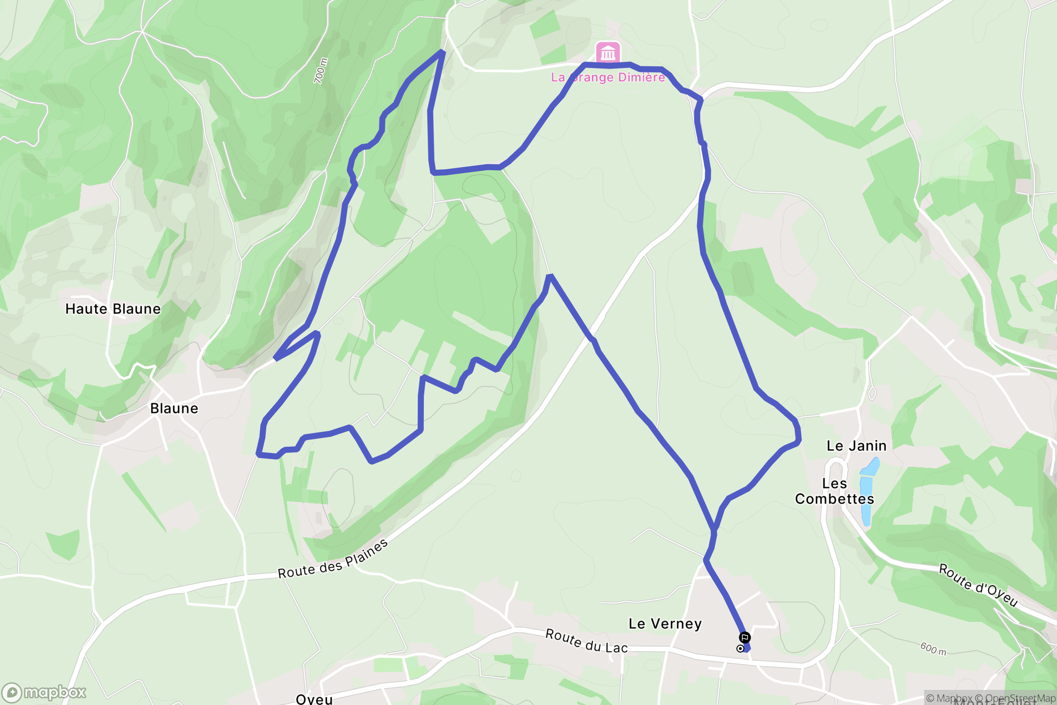 Oyeu : carte du parcours de randonnée - France