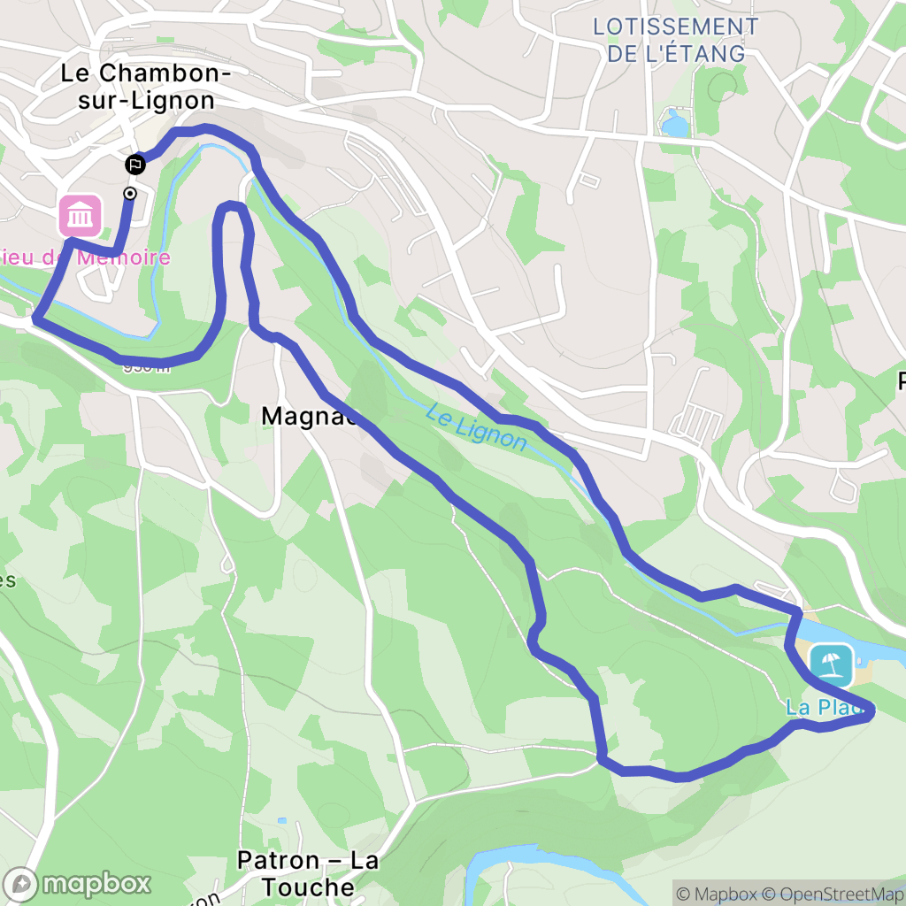 Le Chambon-sur-Lignon : carte du parcours de randonnée - France
