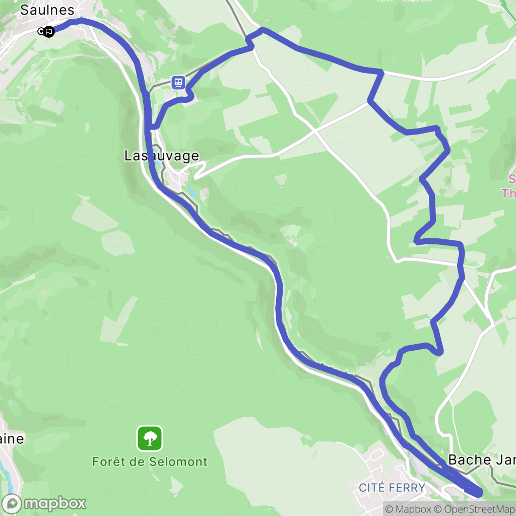 Saulnes : carte du parcours de randonnée - France