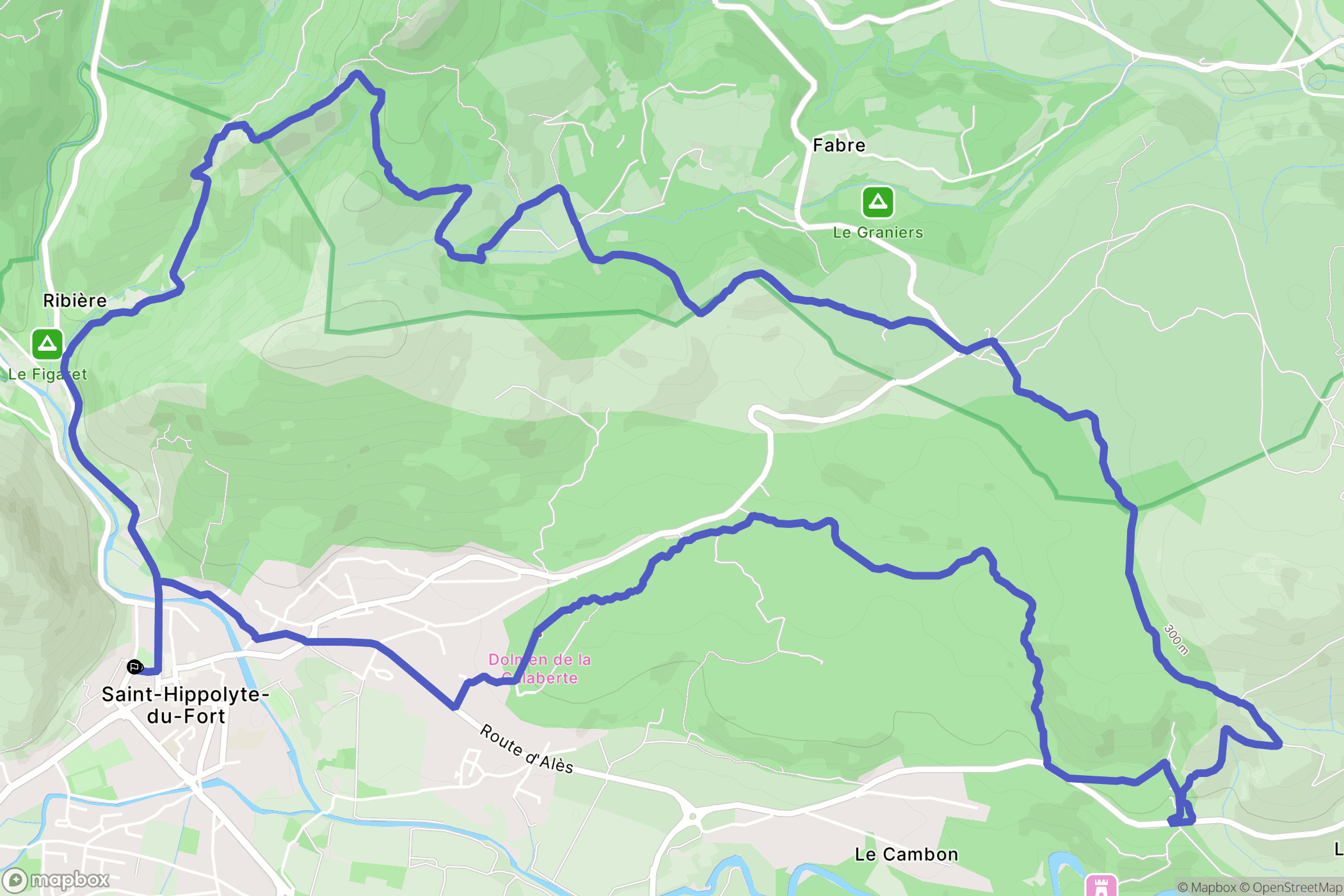 Saint-Hippolyte-du-Fort : carte du parcours de randonnée - France