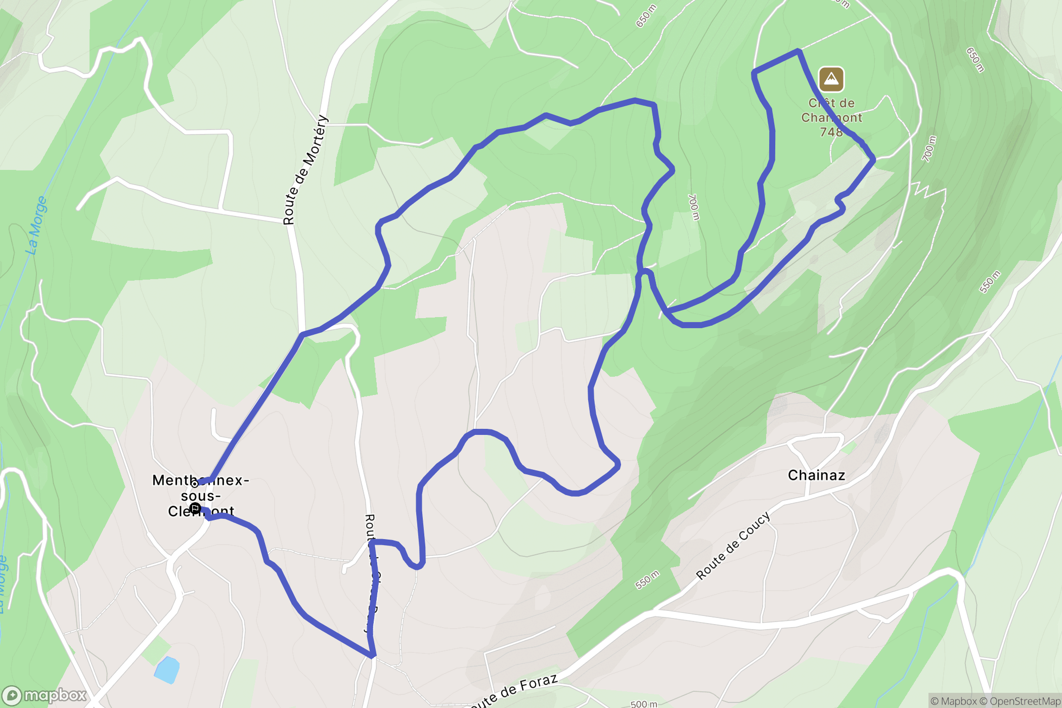 Menthonnex-sous-Clermont : carte du parcours de randonnée - France