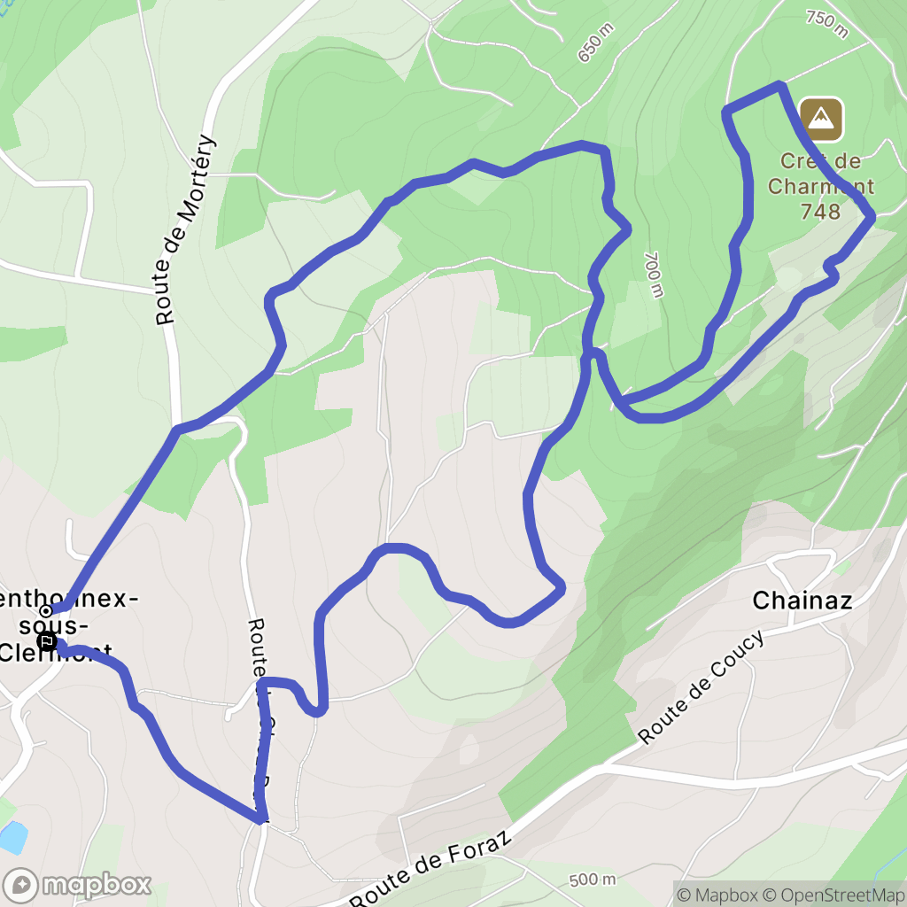 Menthonnex-sous-Clermont : carte du parcours de randonnée - France