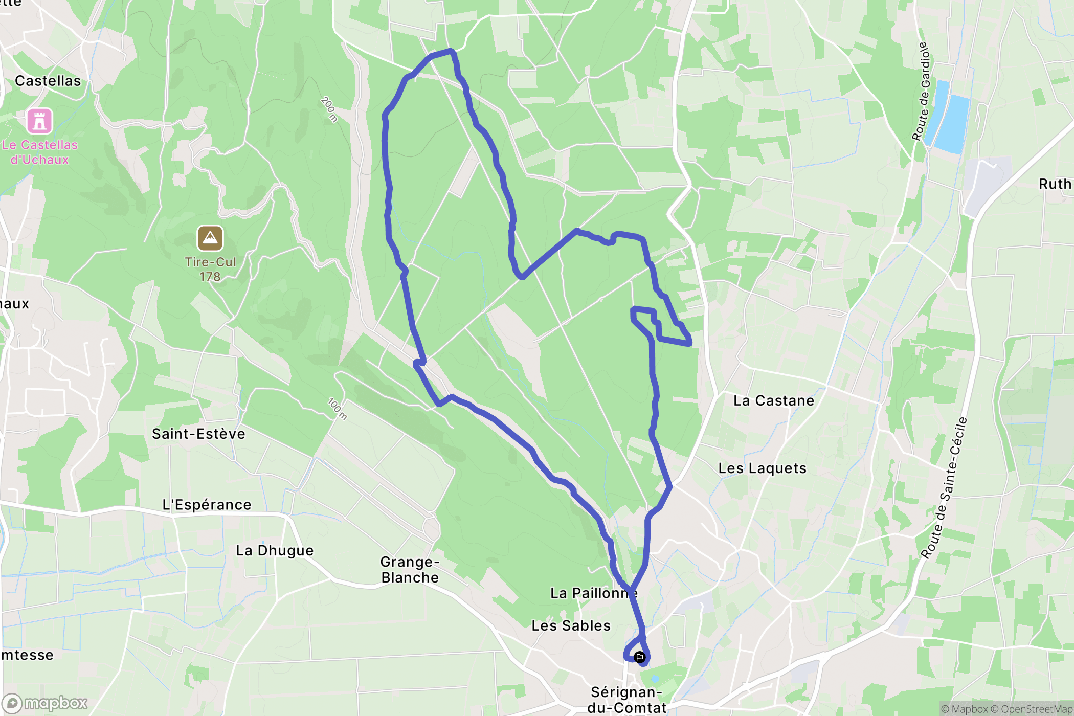 Sérignan-du-Comtat : carte du parcours de randonnée - France